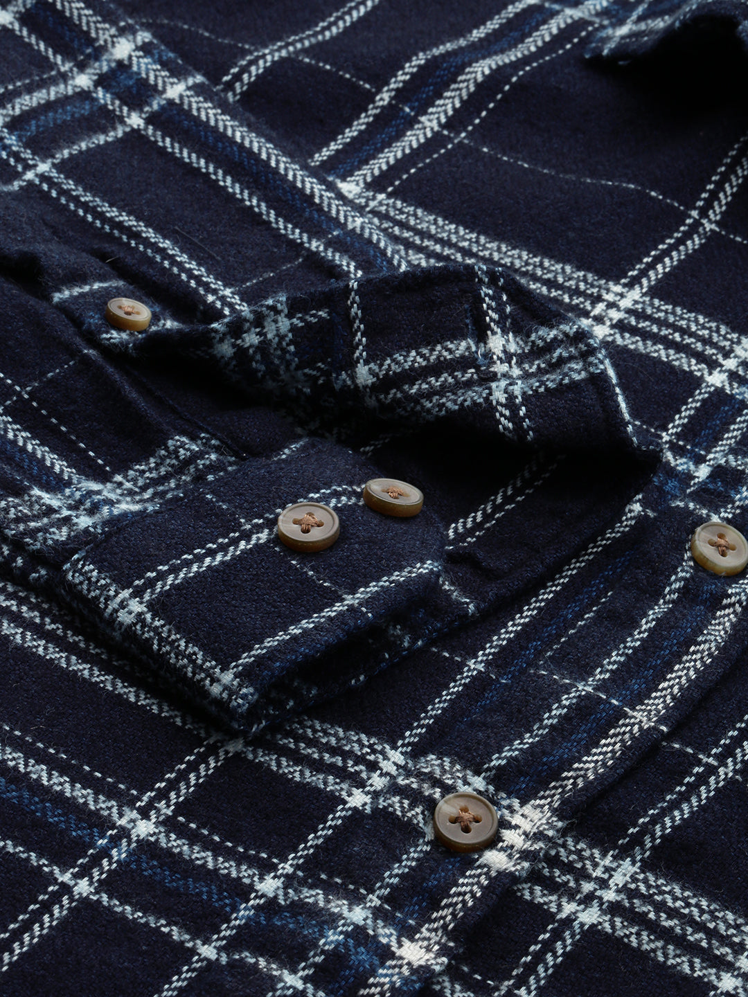 Men Navy Checked Casual Shirt