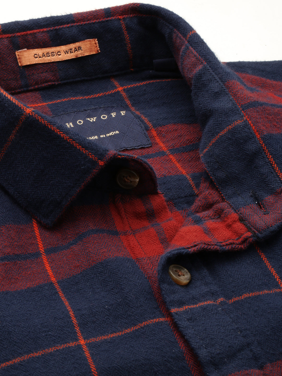 Men Navy Checked Casual Shirt