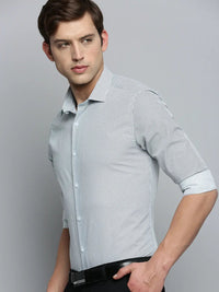 Men's White Classic Printed Formal Cotton Shirt