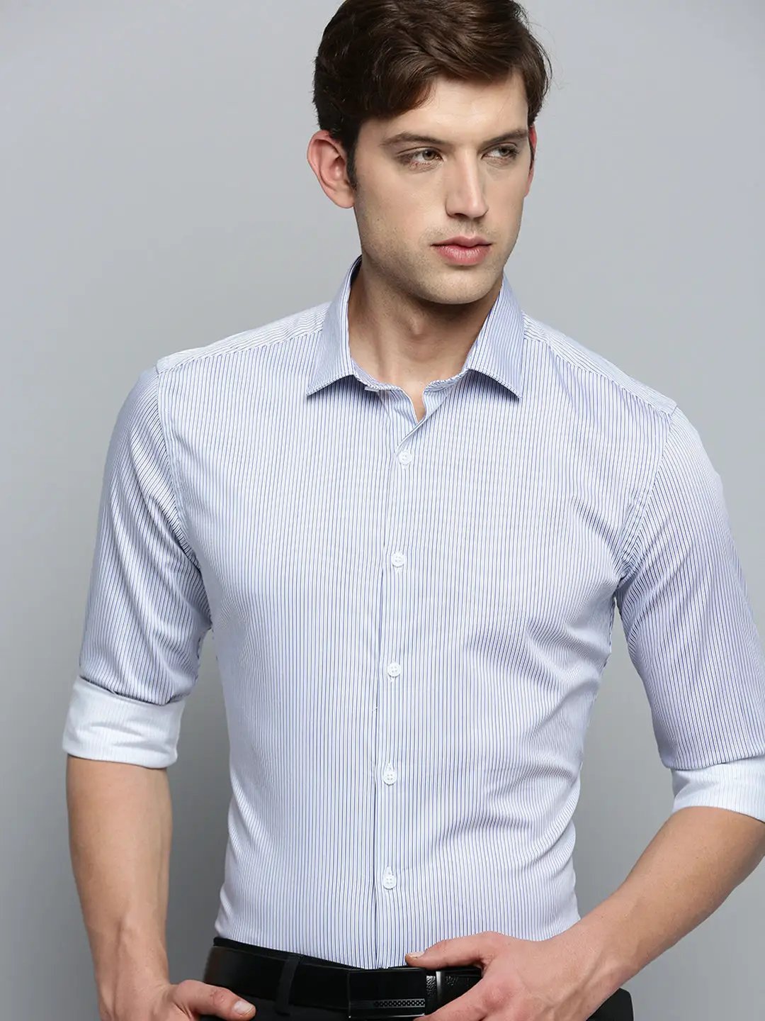 Men's White Striped Formal Shirt