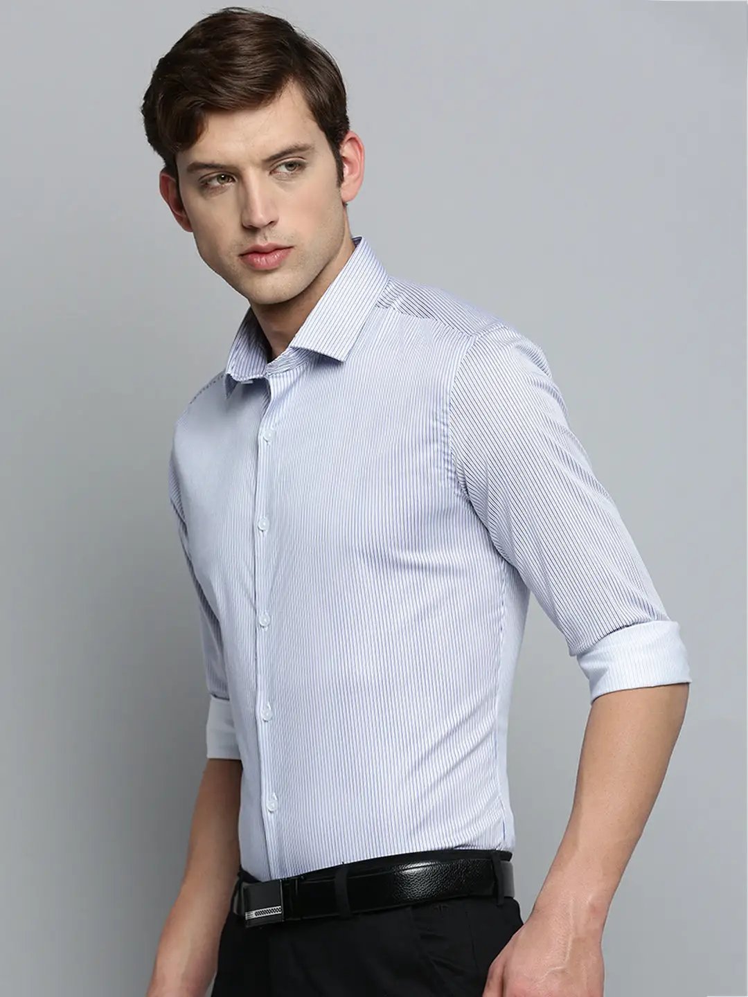 Men's White Striped Formal Shirt