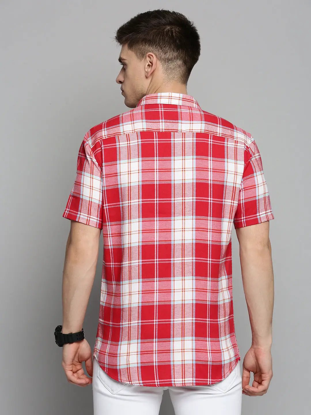 Men's Red Checked Casual Shirt