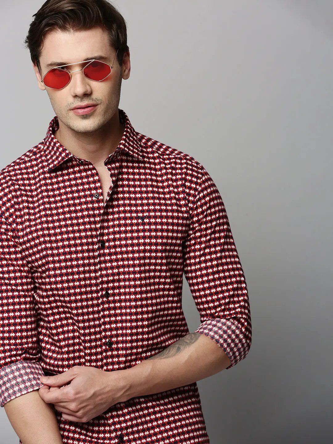 Men's Rust Printed Casual Shirt