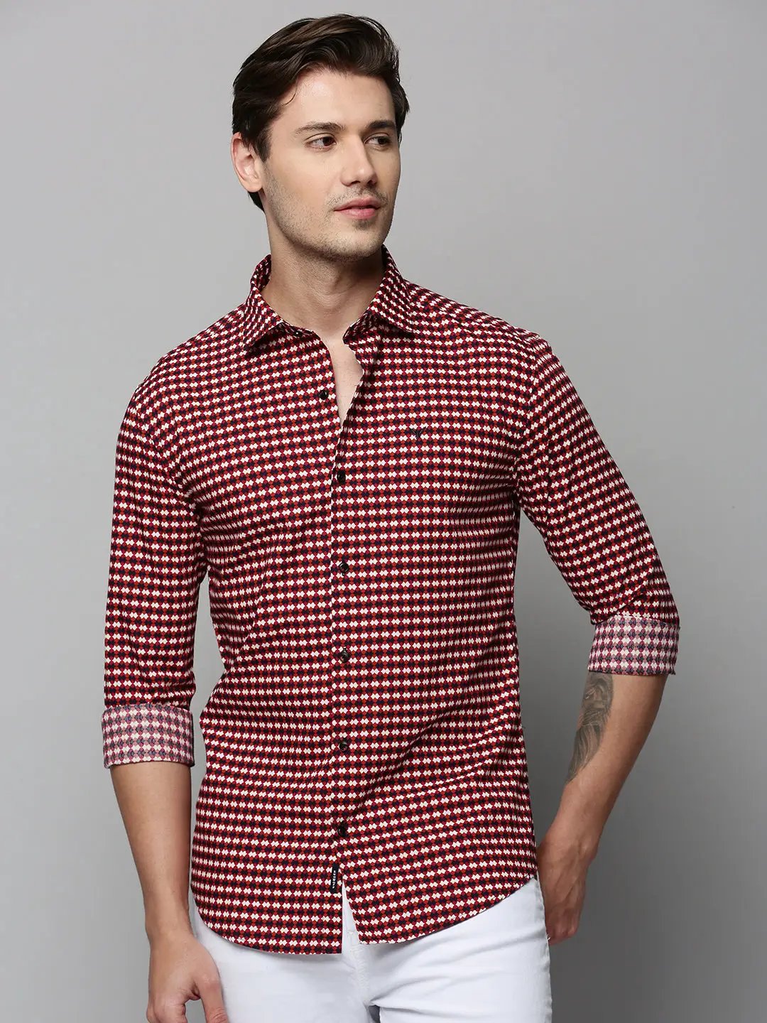 Men's Rust Printed Casual Shirt