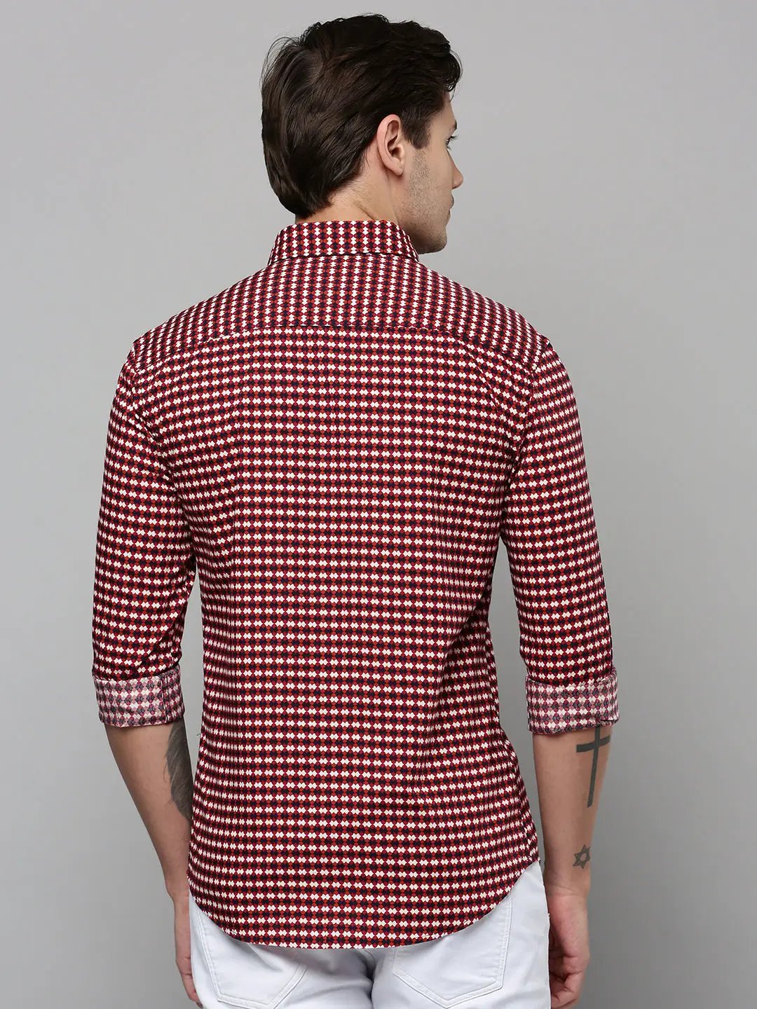 Men's Rust Printed Casual Shirt