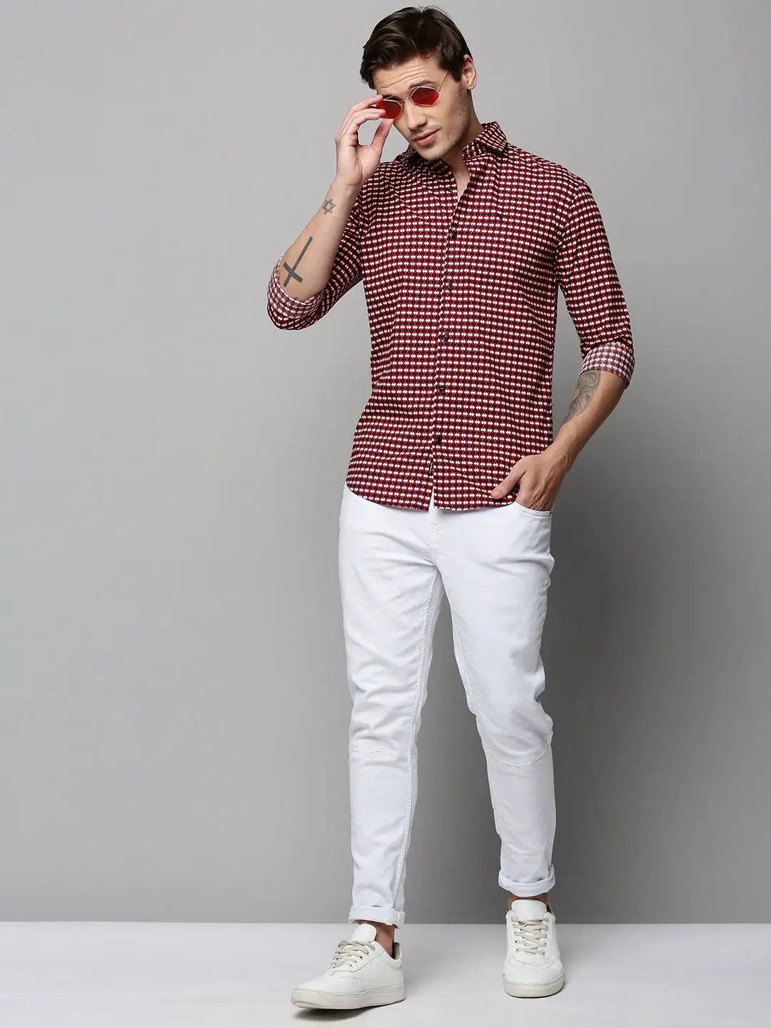 Men's Rust Printed Casual Shirt