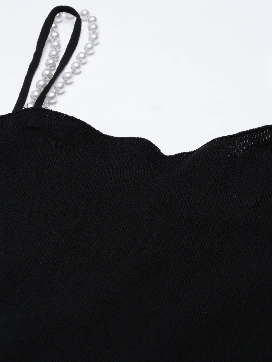 Women's Shoulder Straps Solid Sleeveless Black Crop Tank Top