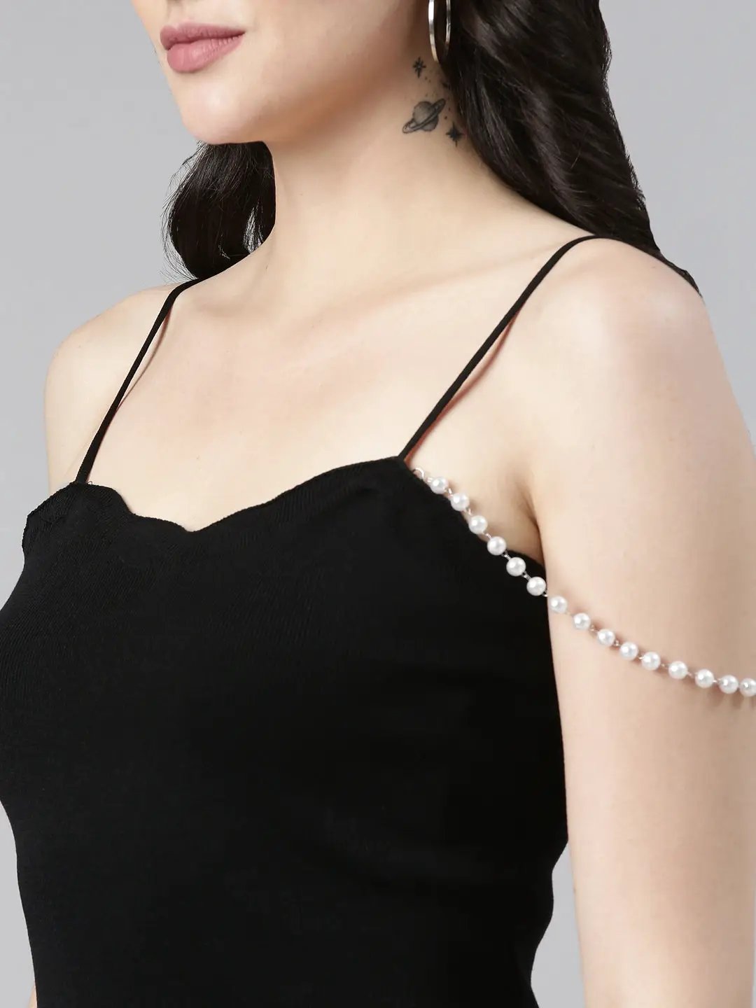 Women's Shoulder Straps Solid Sleeveless Black Crop Tank Top