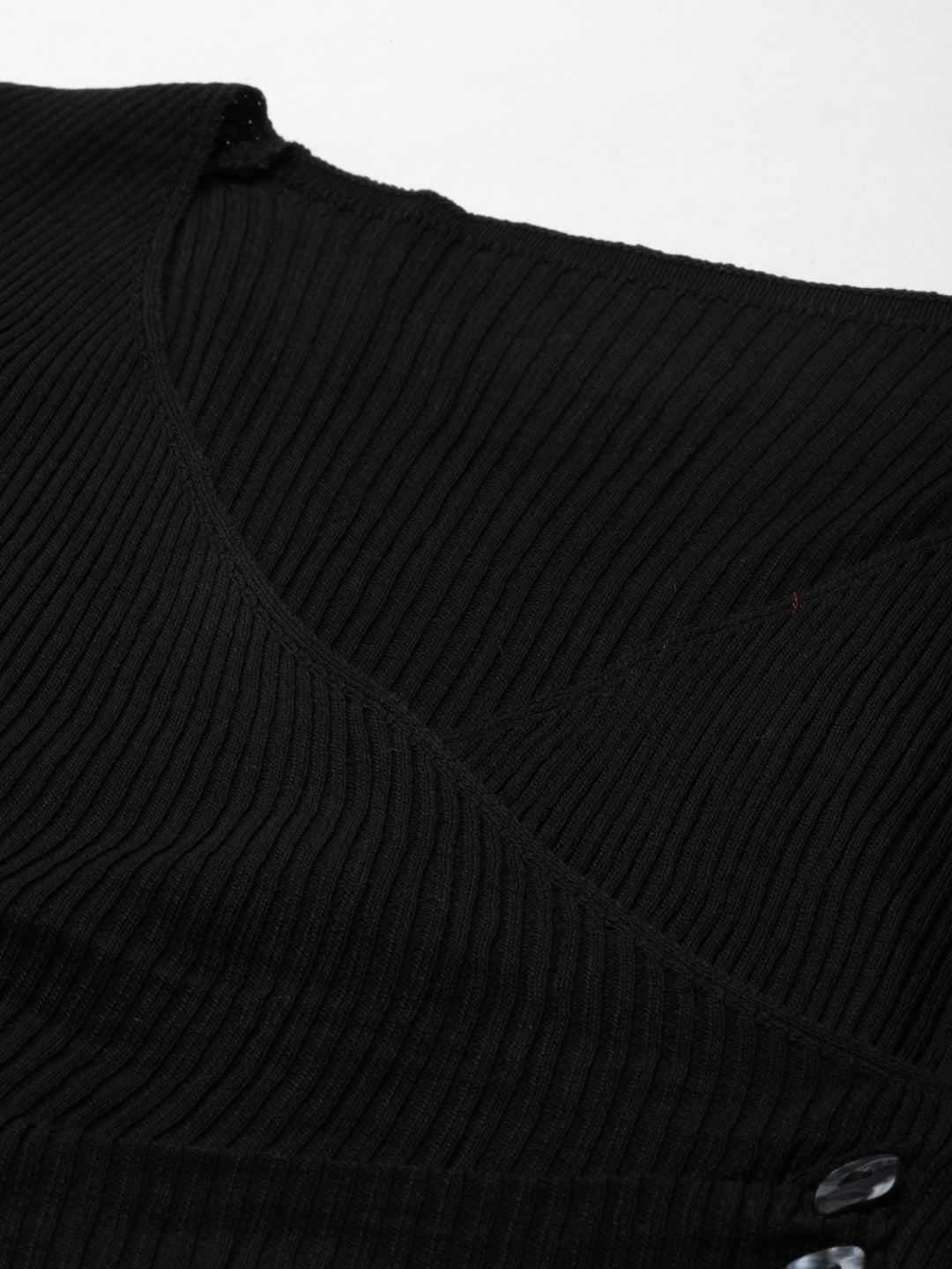 Women's Black V-Neck Wrap Crop Top