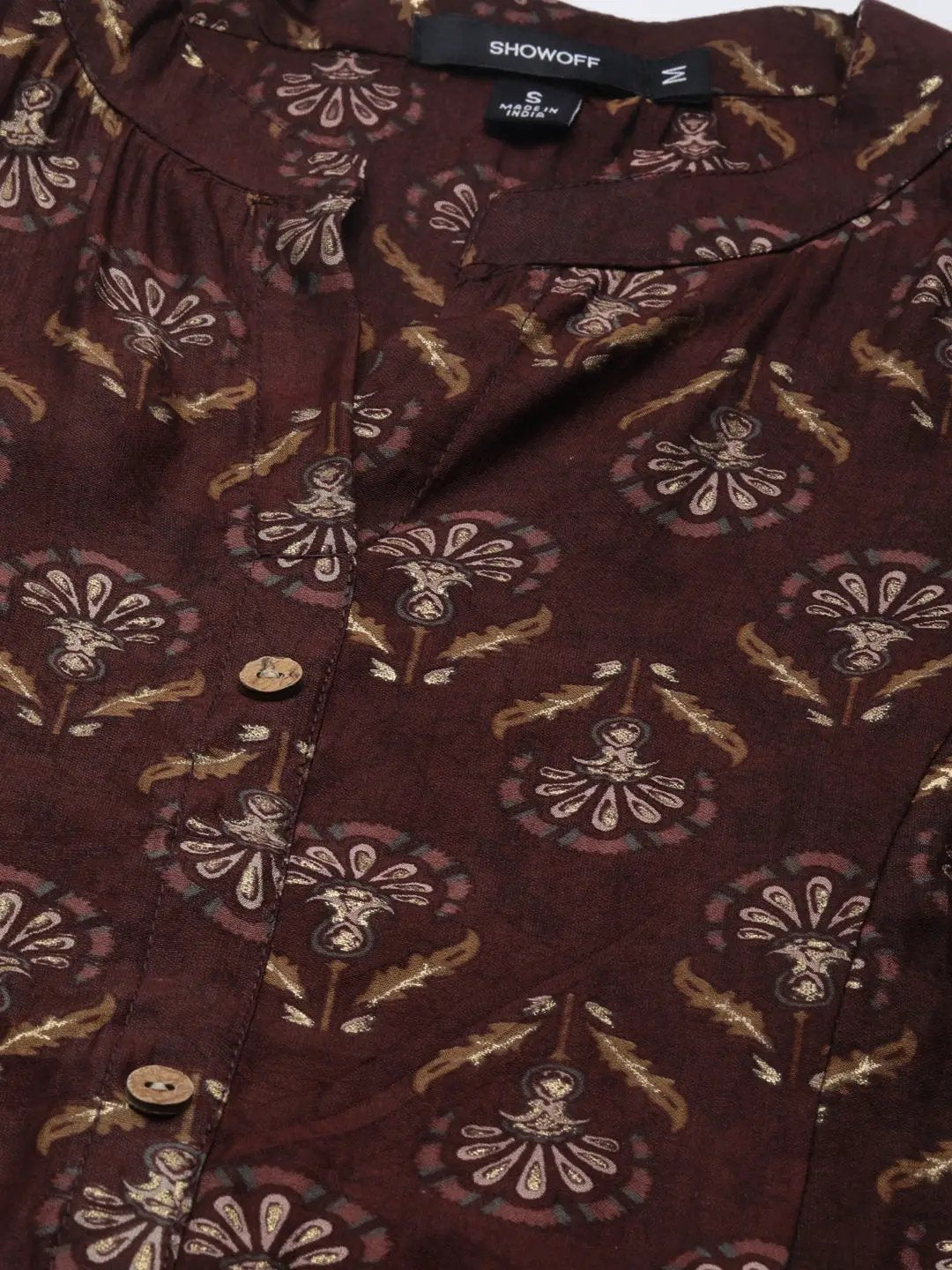 Women's Maroon Floral Straight Kurta