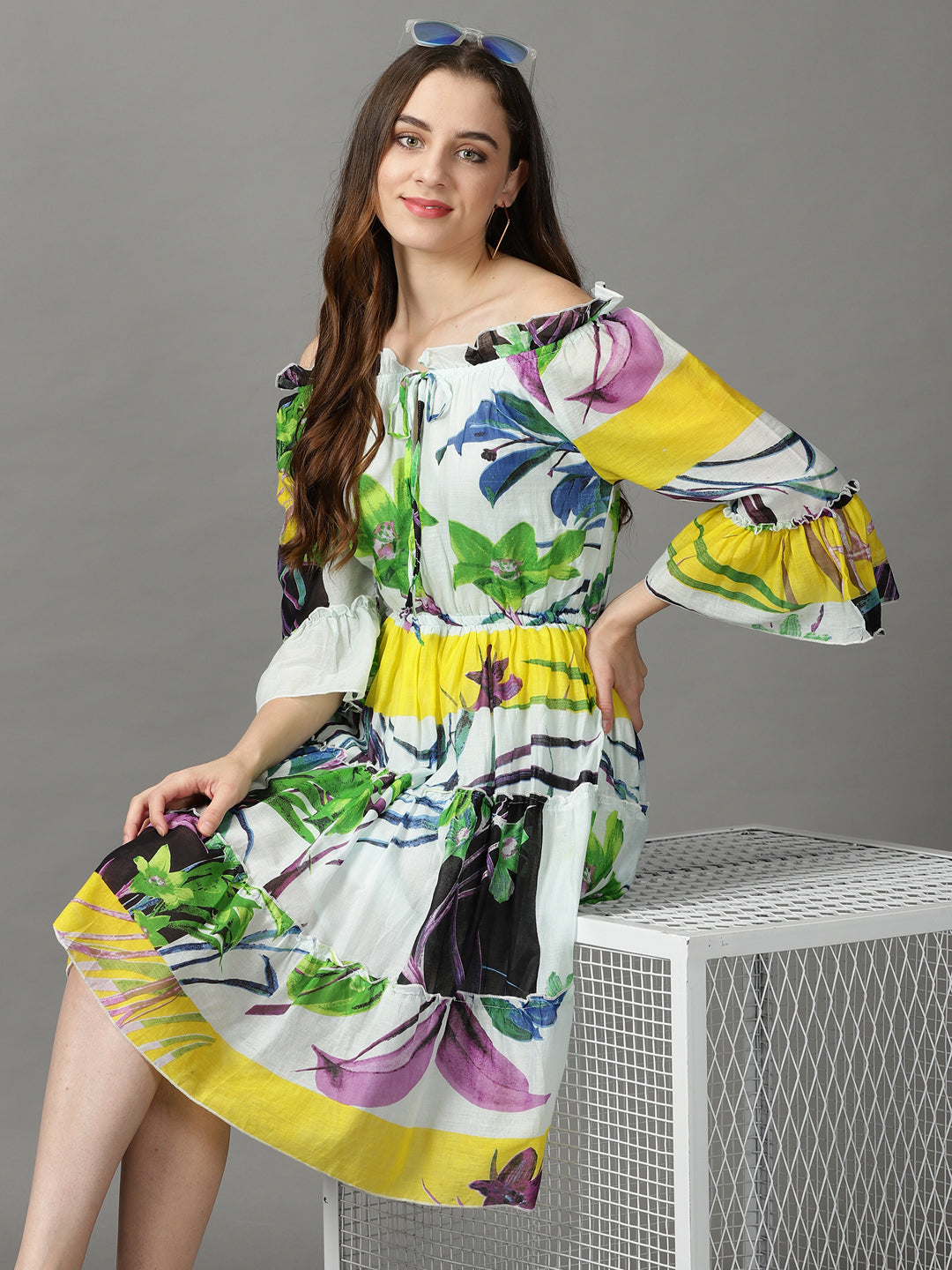 Women's Multi Printed Fit and Flare Dress