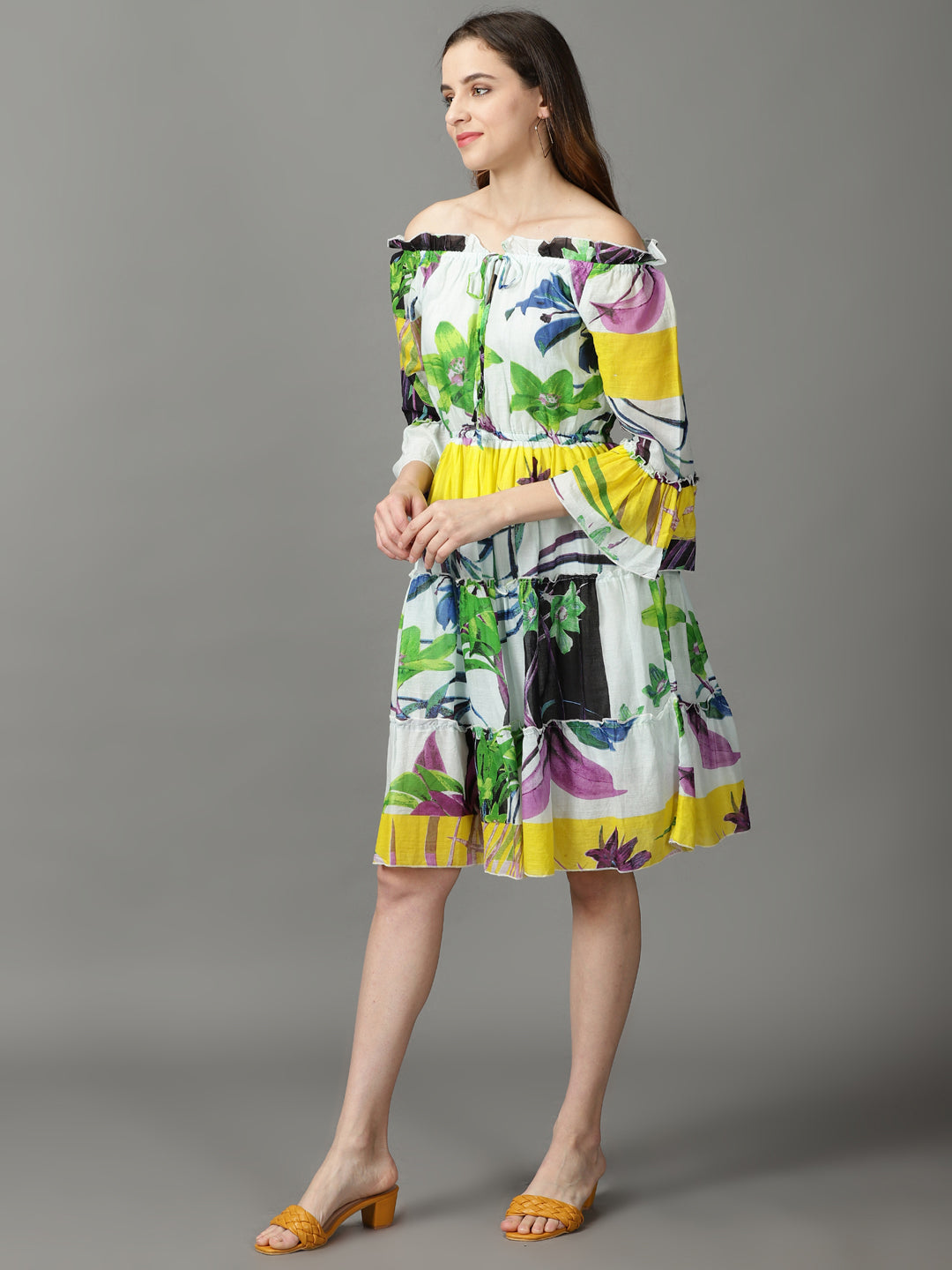 Women's Multi Printed Fit and Flare Dress