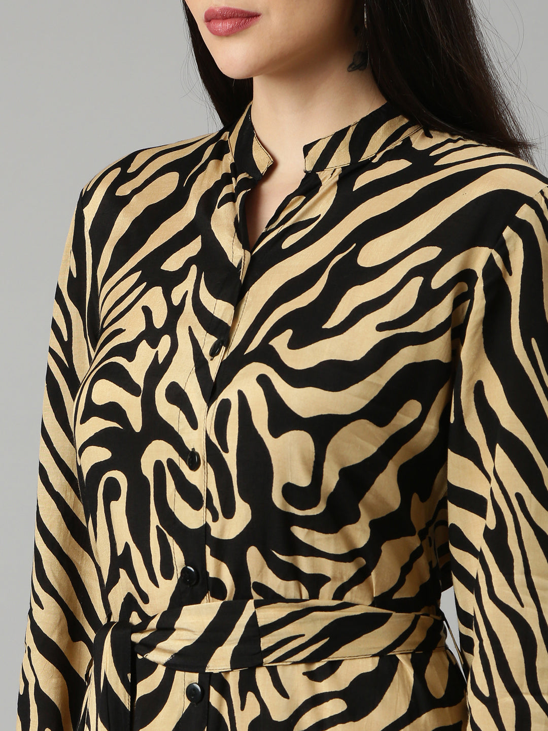 Women's Black Printed A-Line Dress