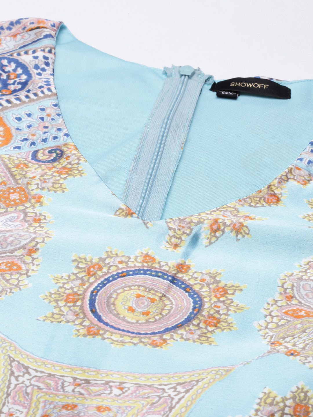 Women's Blue Floral Print Bell Sleeve Satin Maxi Dress