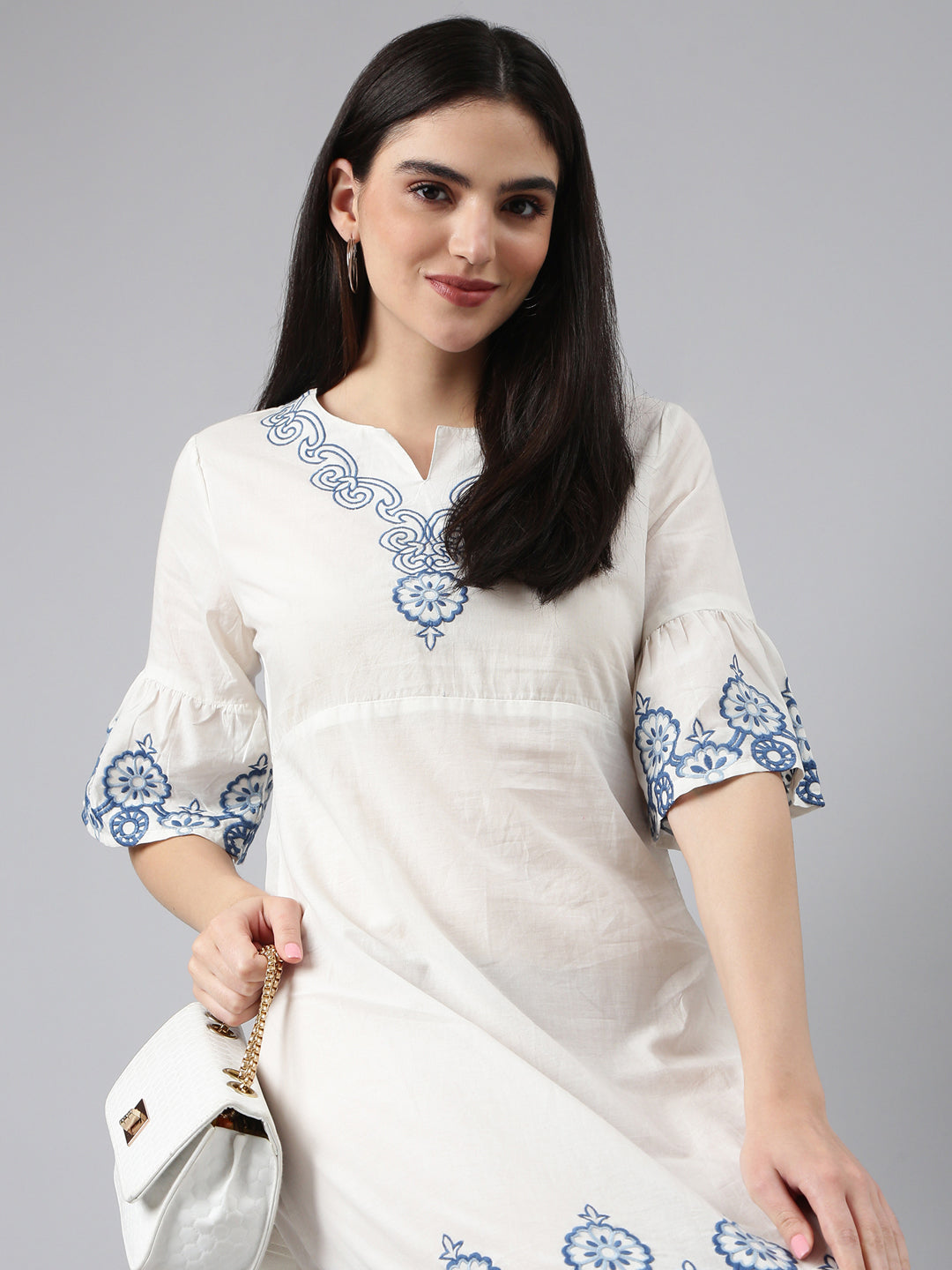 Women White Printed A-Line Dress