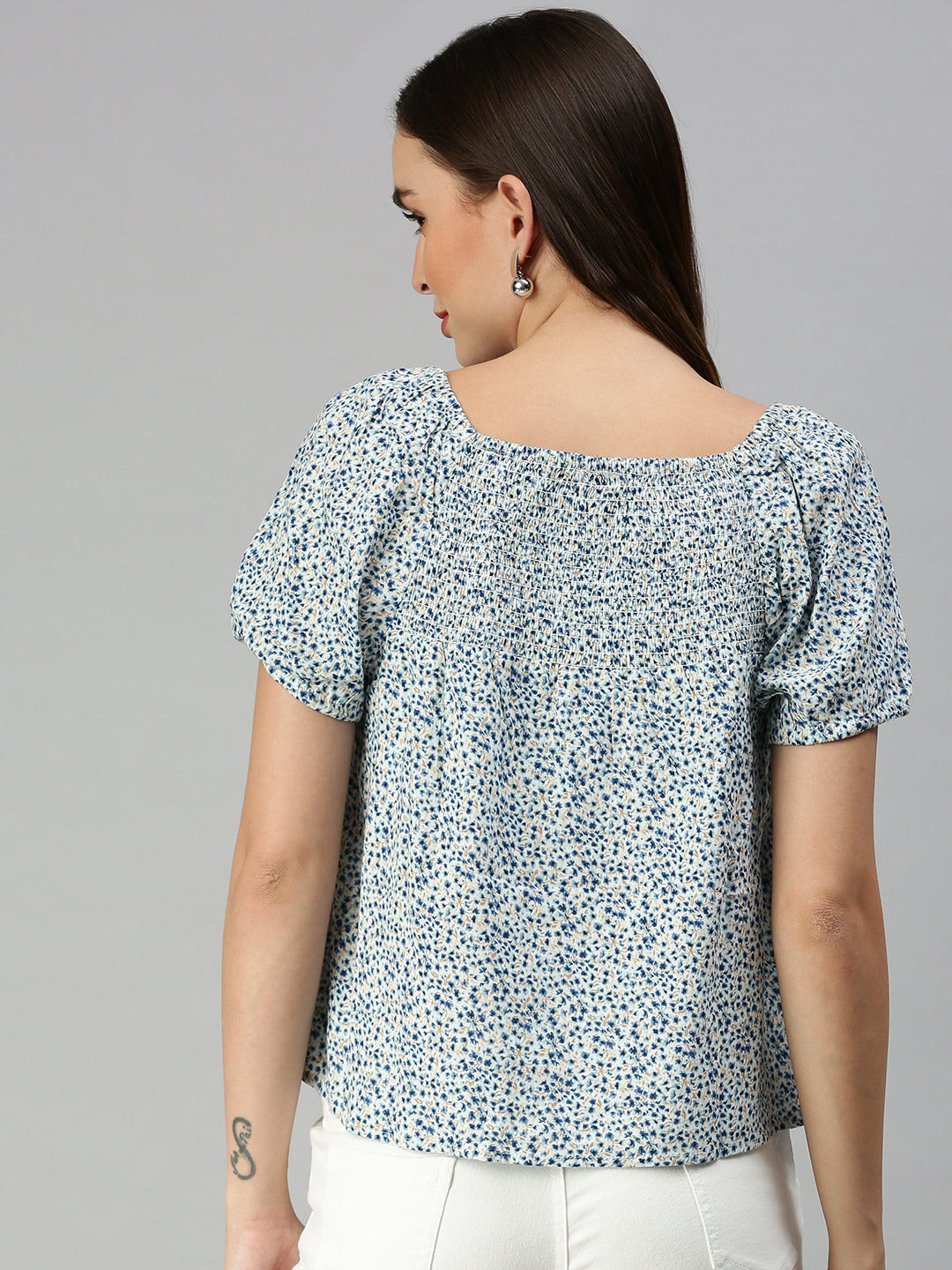 Women's White Animal Print Top