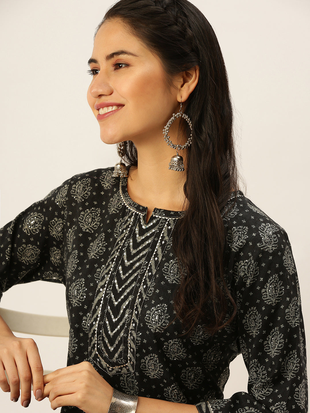 Women's Black Printed Kurta Sets