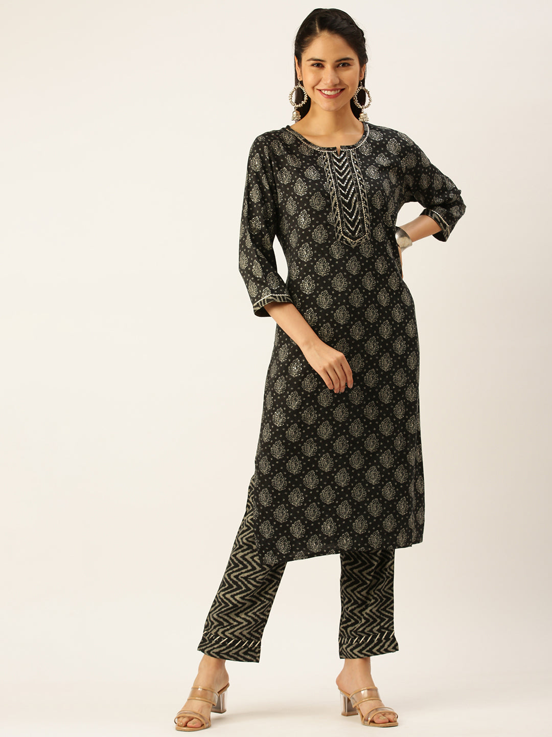 Women's Black Printed Kurta Sets