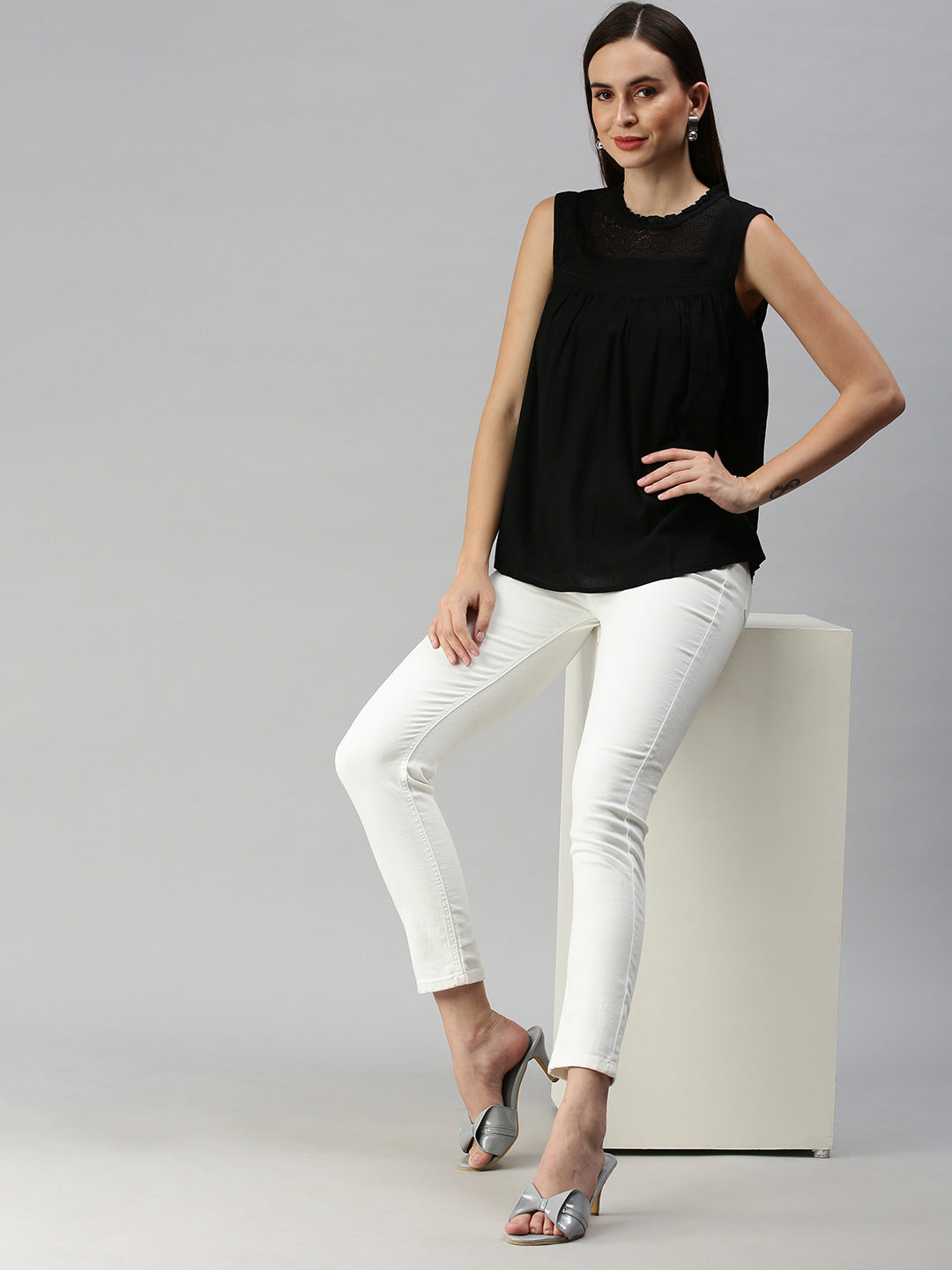 Women's Black A-Line Top