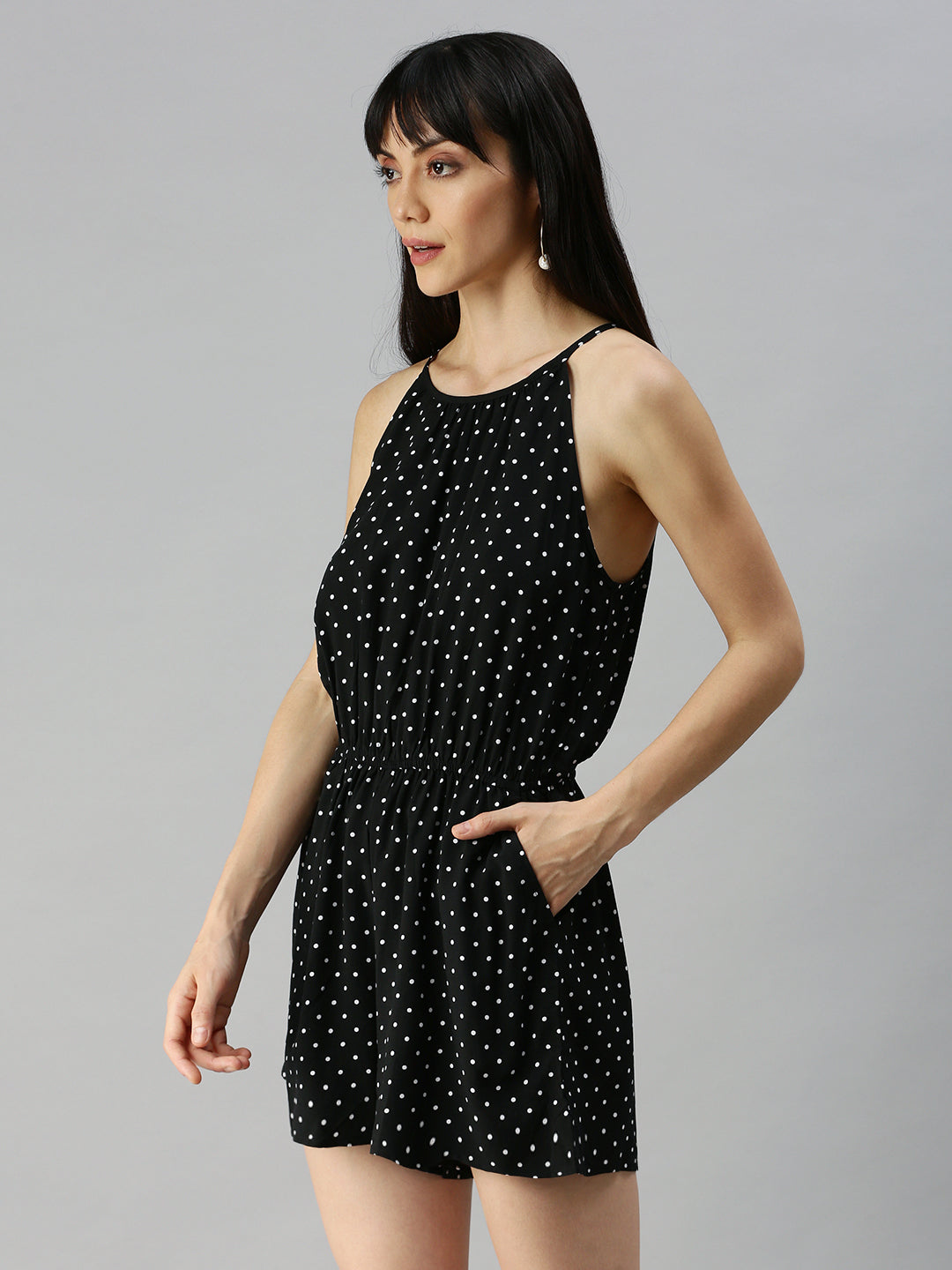 Women's Black Printed Jumpsuit