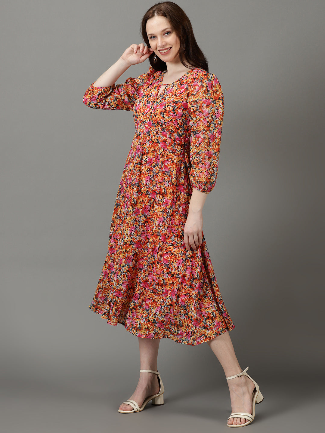 Women's Multi Printed Fit and Flare Dress