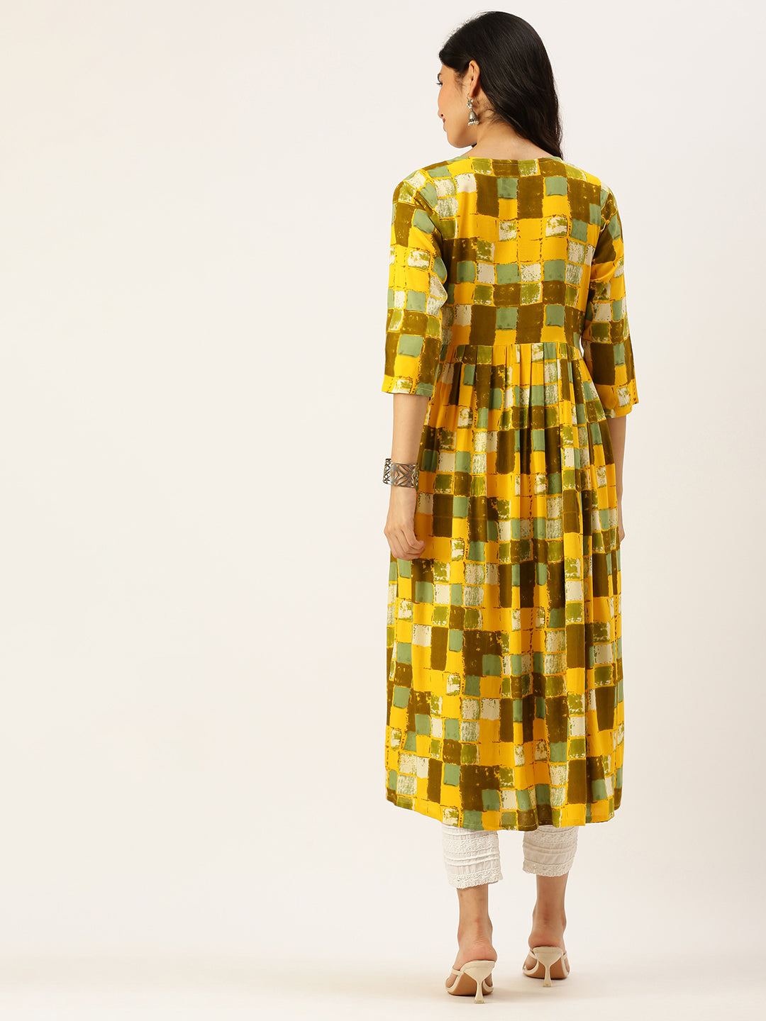 Women's Yellow Printed A-Line Kurtas