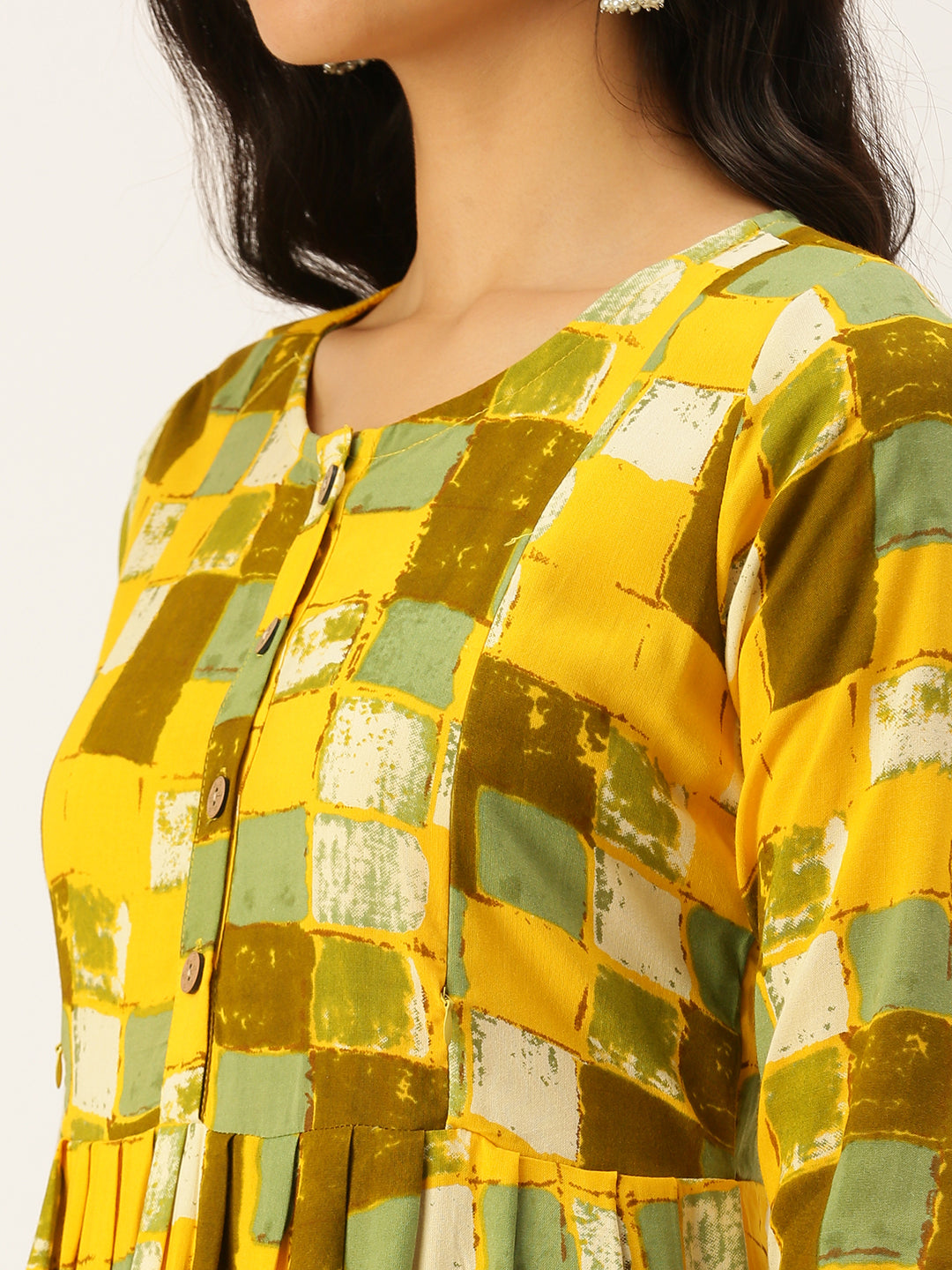 Women's Yellow Printed A-Line Kurtas