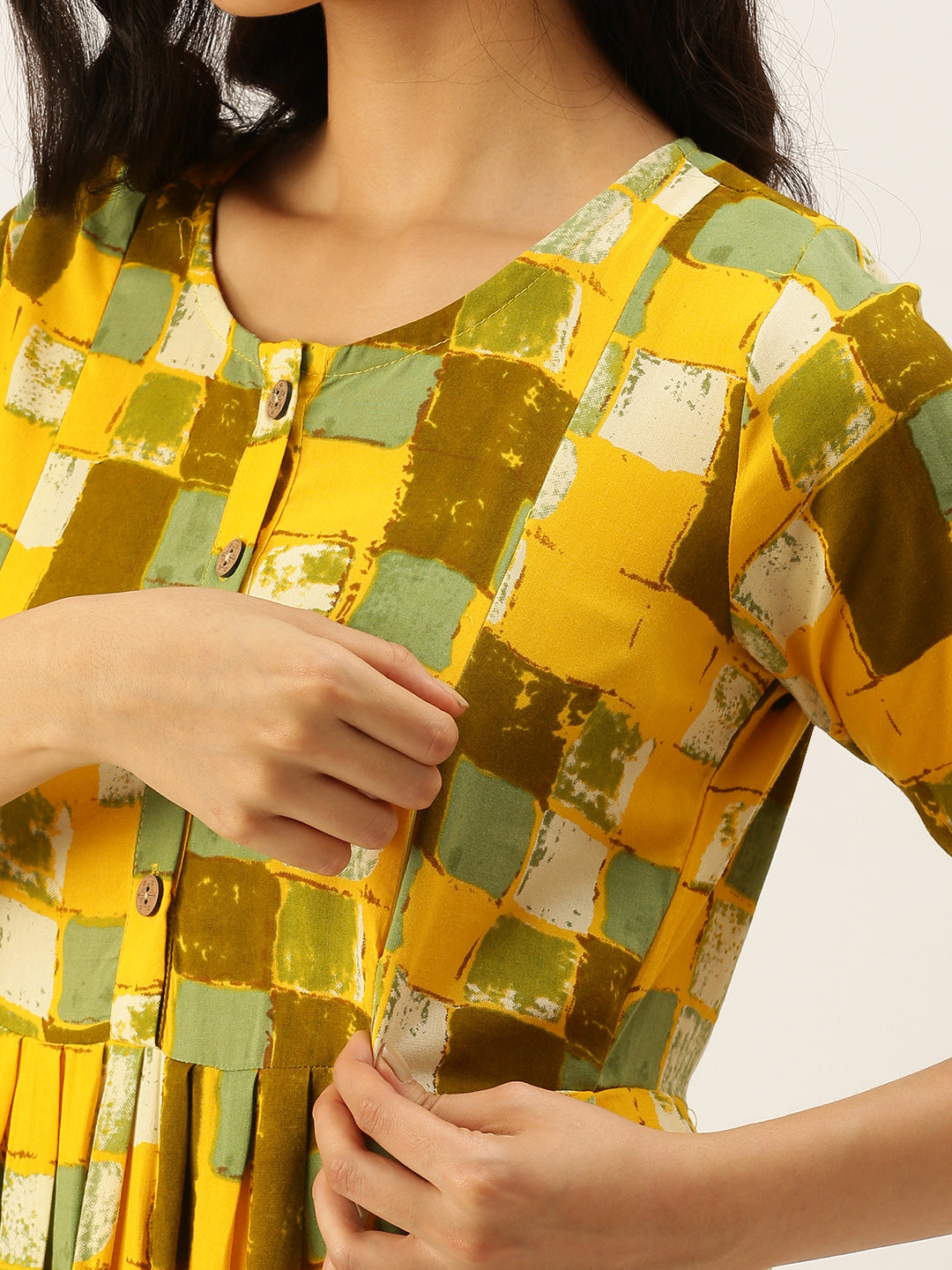 Women's Yellow Printed A-Line Kurtas