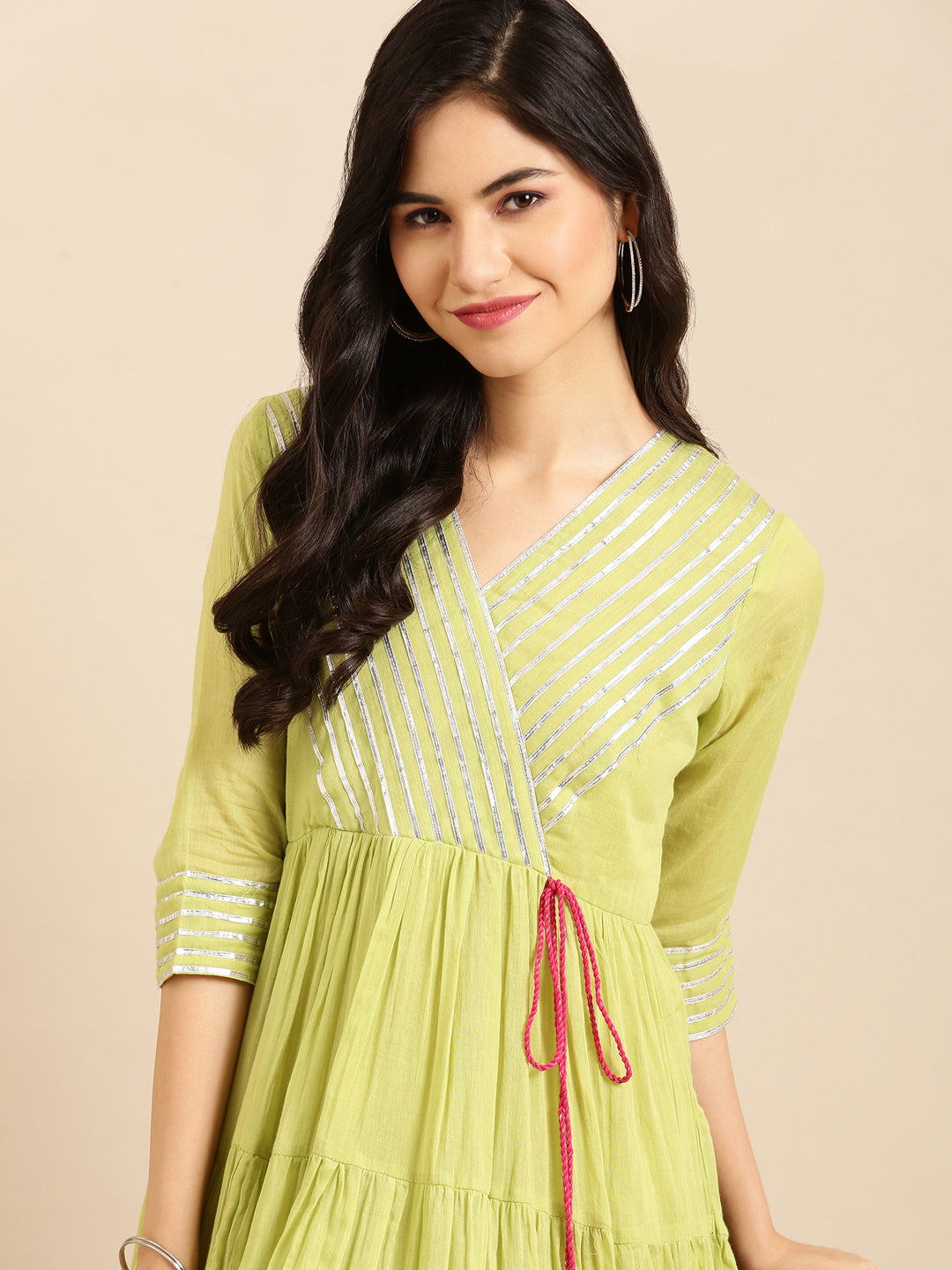 Women's Green Solid A-Line Kurta