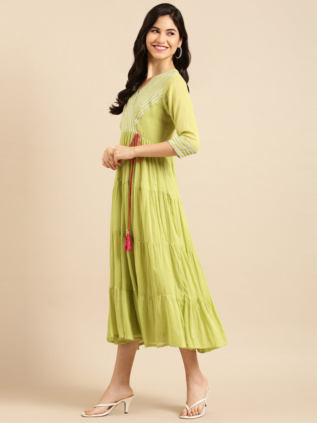 Women's Green Solid A-Line Kurta