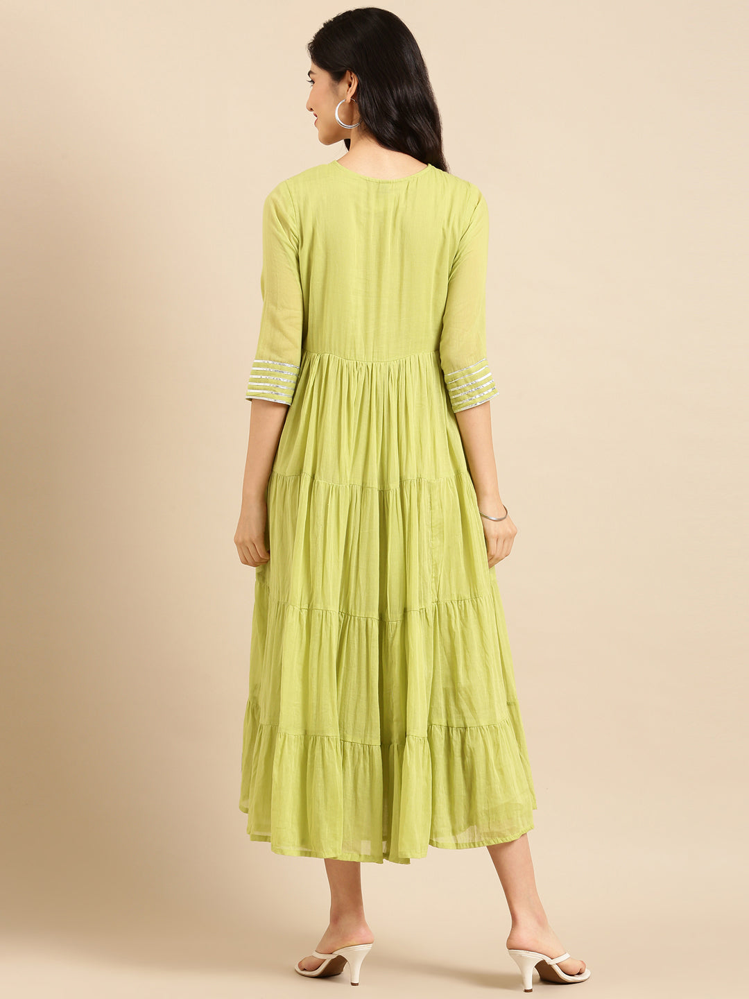 Women's Green Solid A-Line Kurta