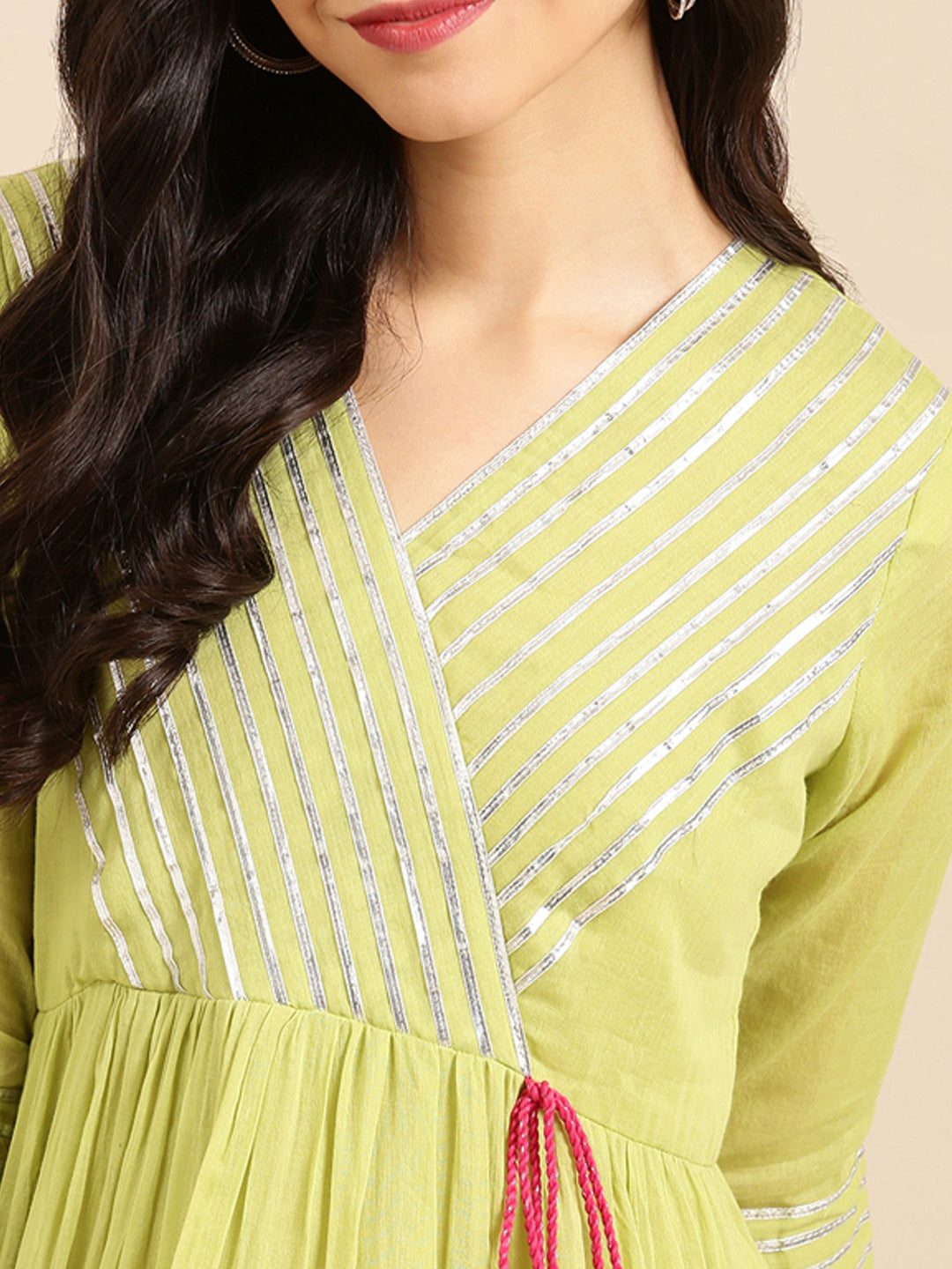 Women's Green Solid A-Line Kurta