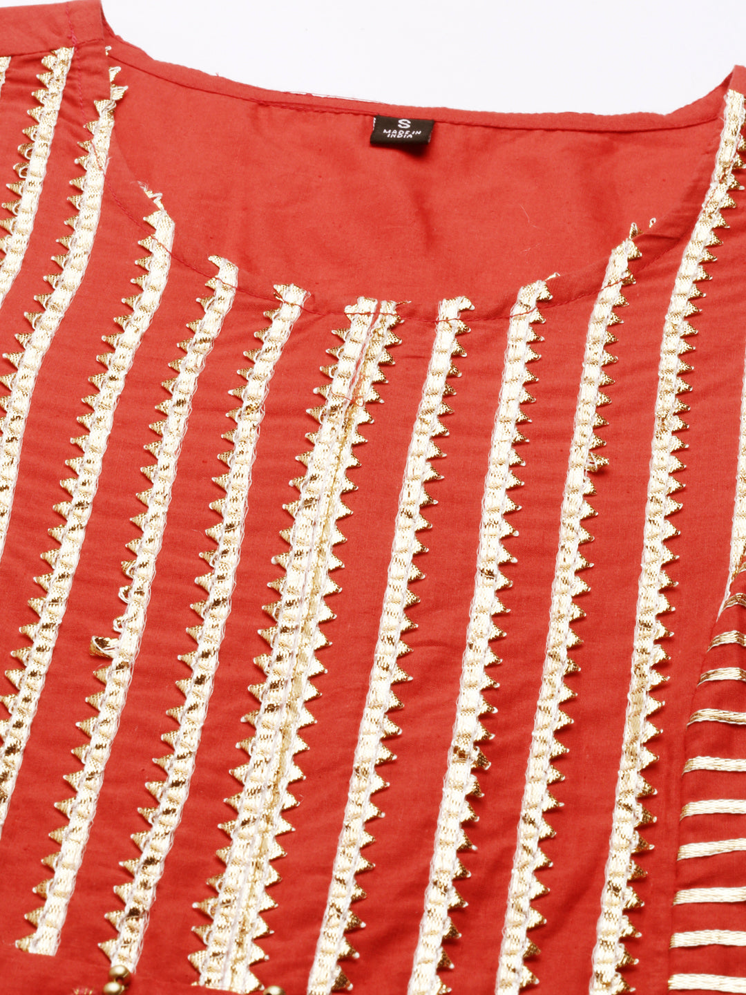 Women's Red Embroidered A-Line Kurta