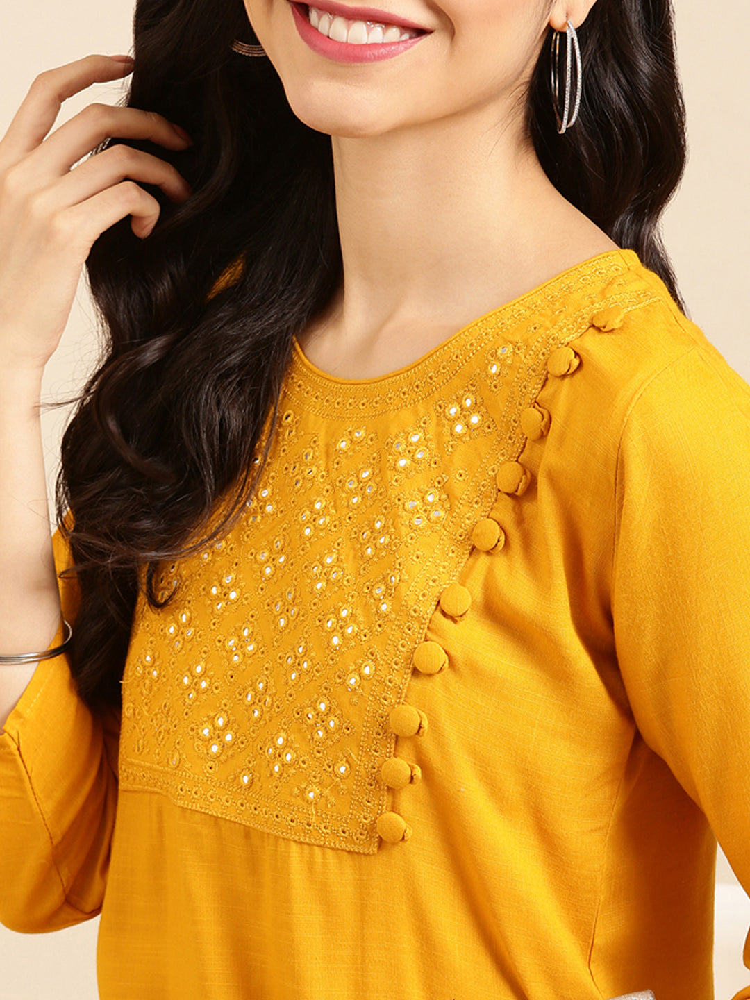 Women's Yellow Solid Straight Kurta