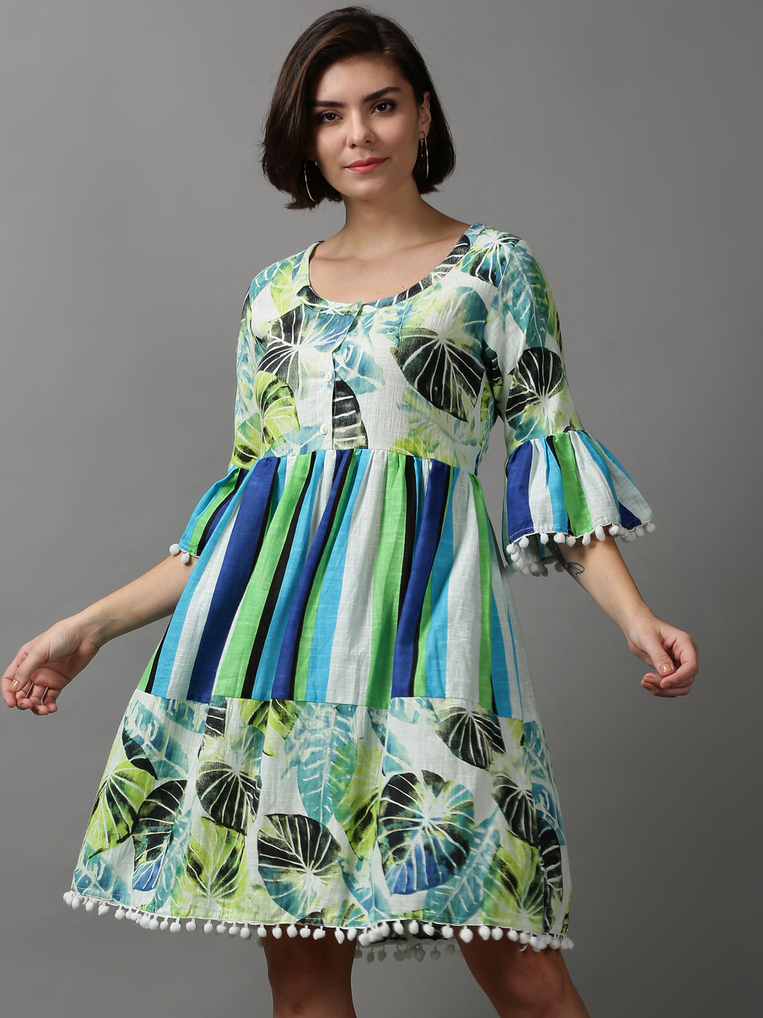 Women's Multi Printed Empire Dress