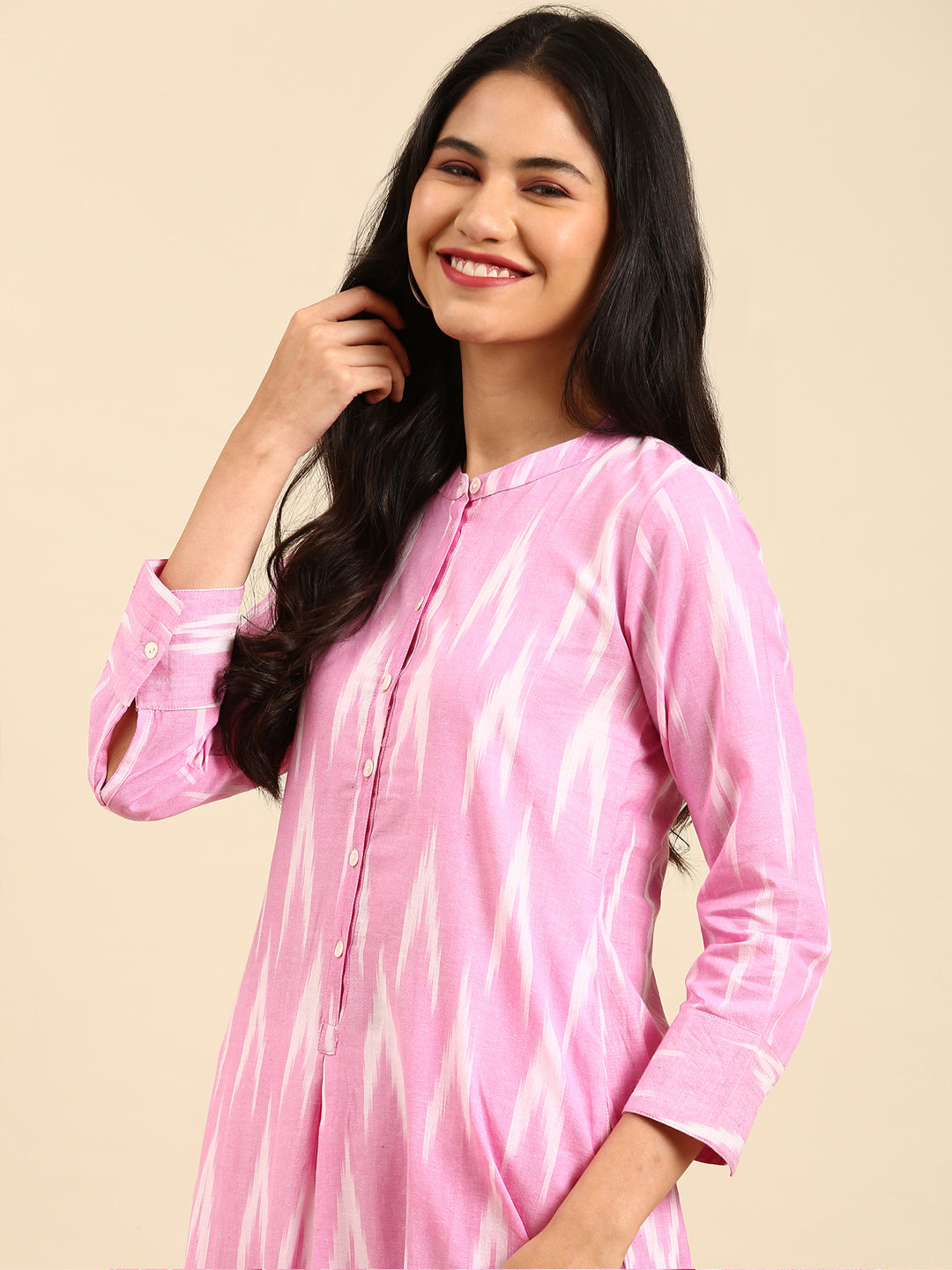 Women's Pink Solid Kurta Set