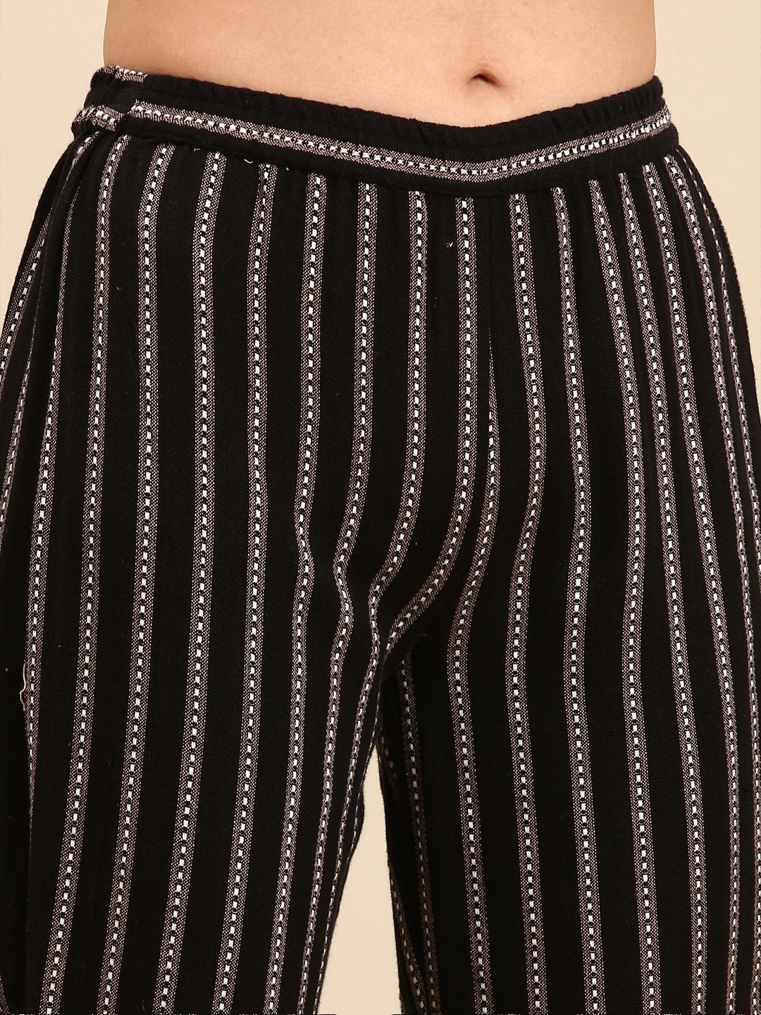 Women's Black Striped Kurta Set