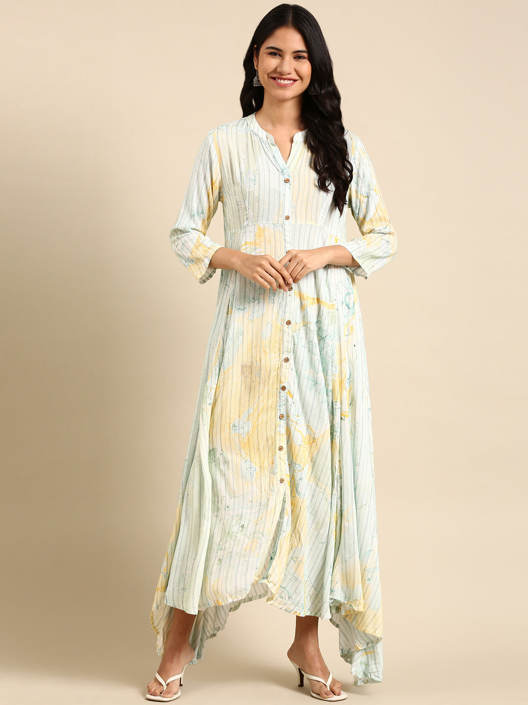 Women's Sea Green Tie Dye Anarkali Kurta