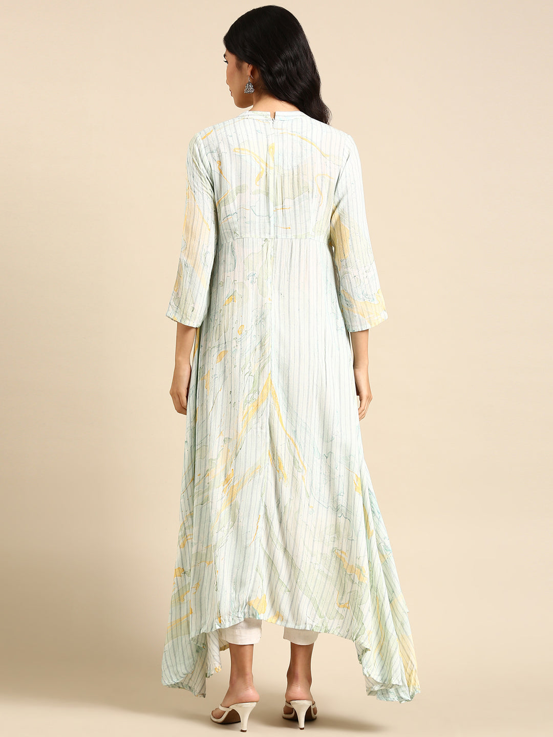 Women's Sea Green Tie Dye Anarkali Kurta