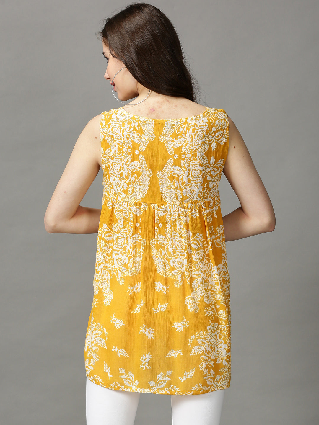 Women's Yellow Printed Top