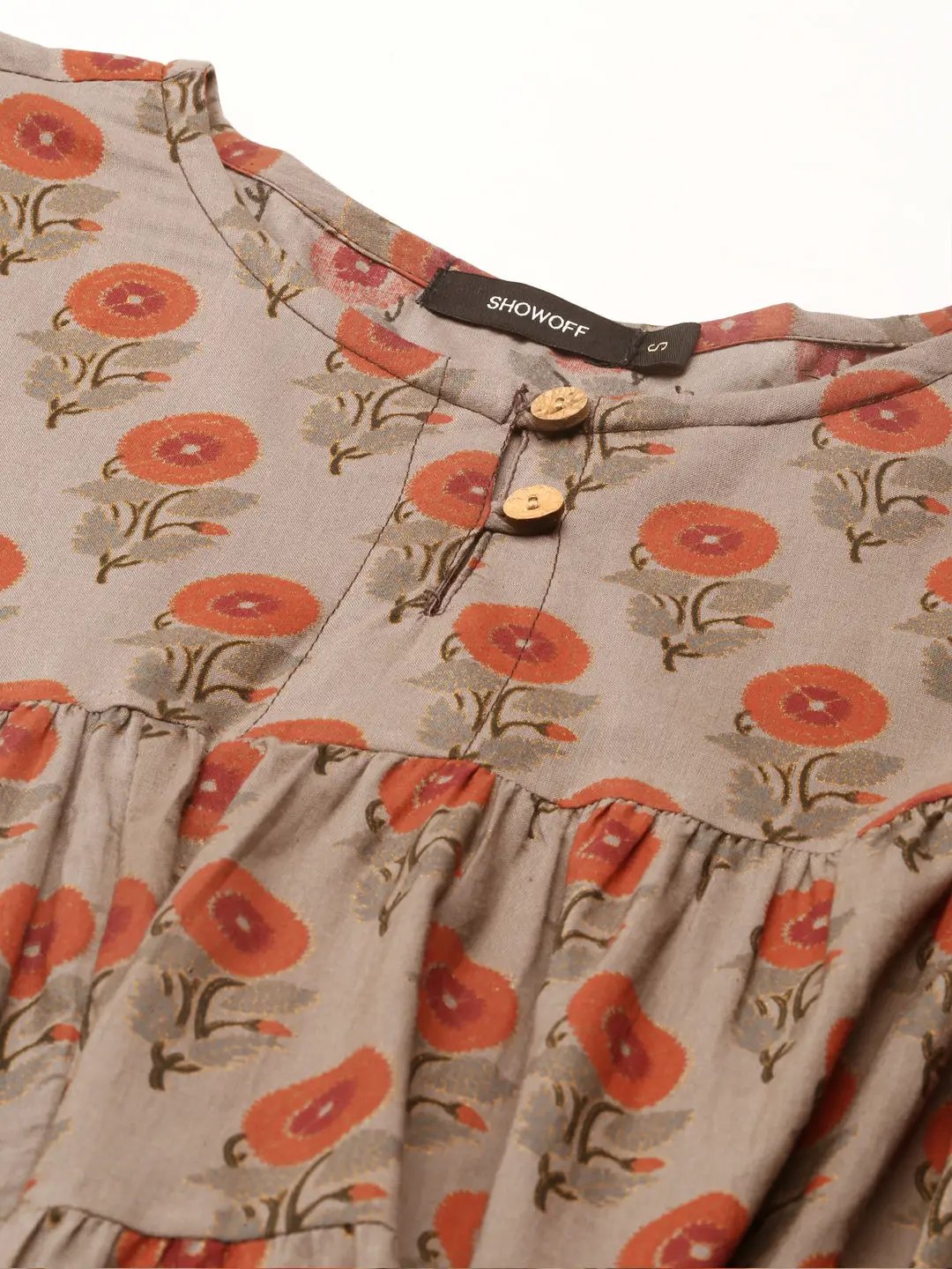 Women's Grey Printed Anarkali Kurta