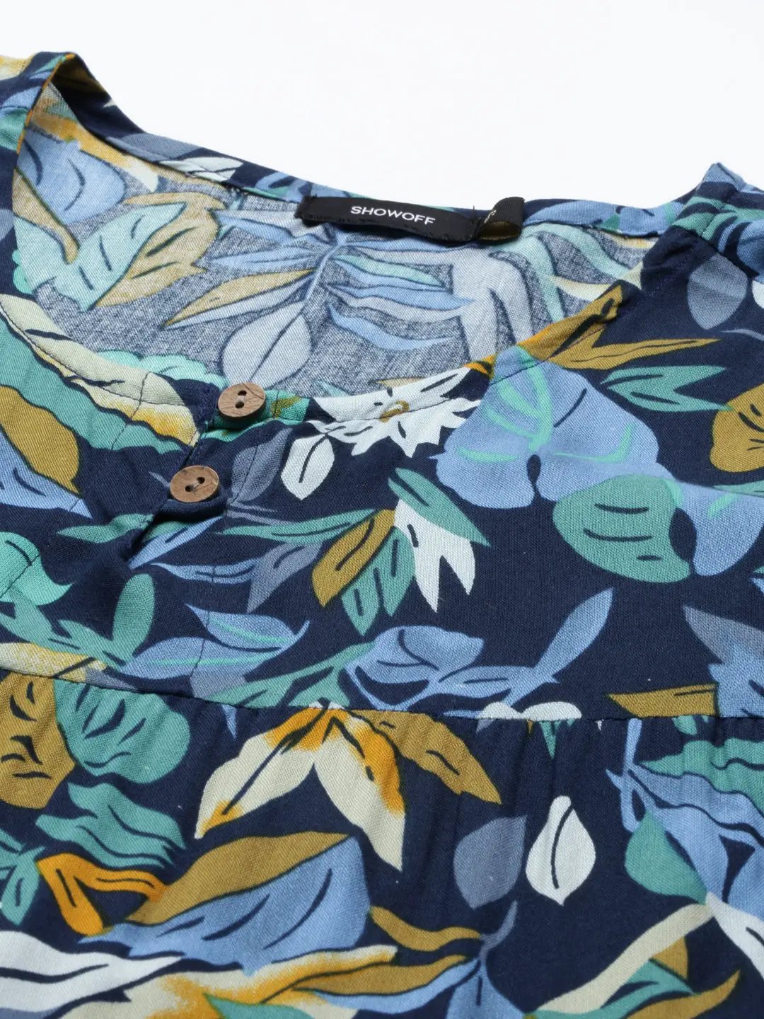 Women's Blue Printed Straight Kurta