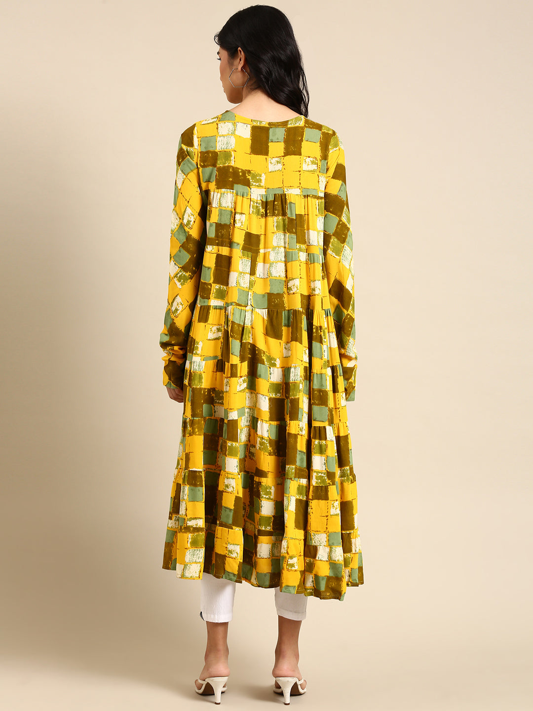 Women's Yellow Printed Anarkali Kurta