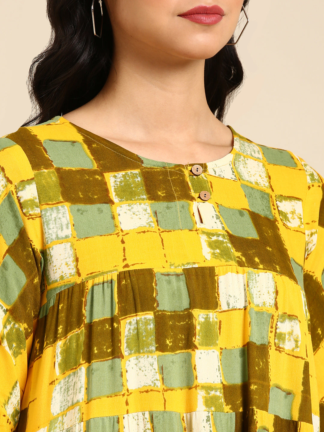 Women's Yellow Printed Anarkali Kurta