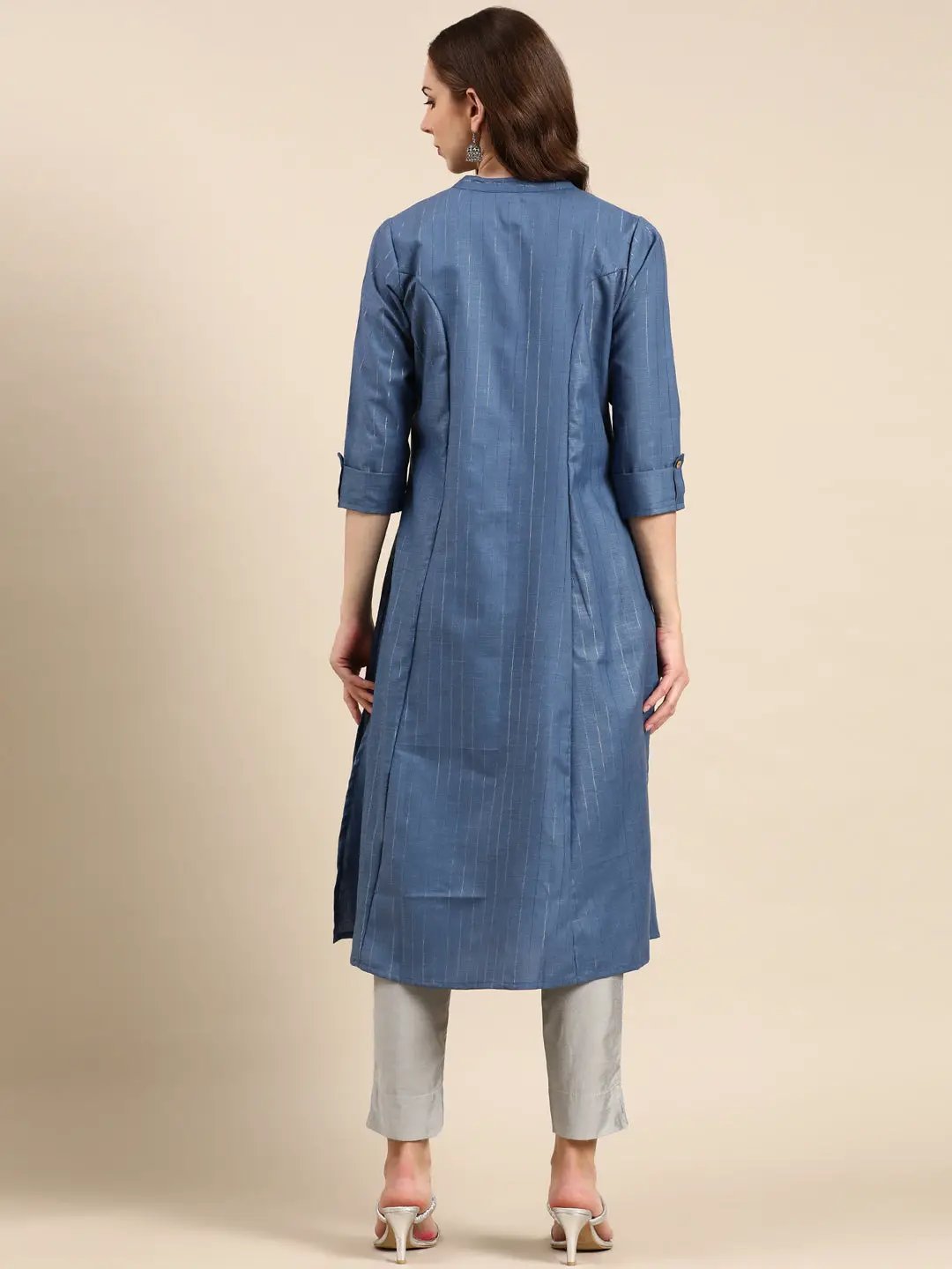 Women's Blue Solid Straight Kurta
