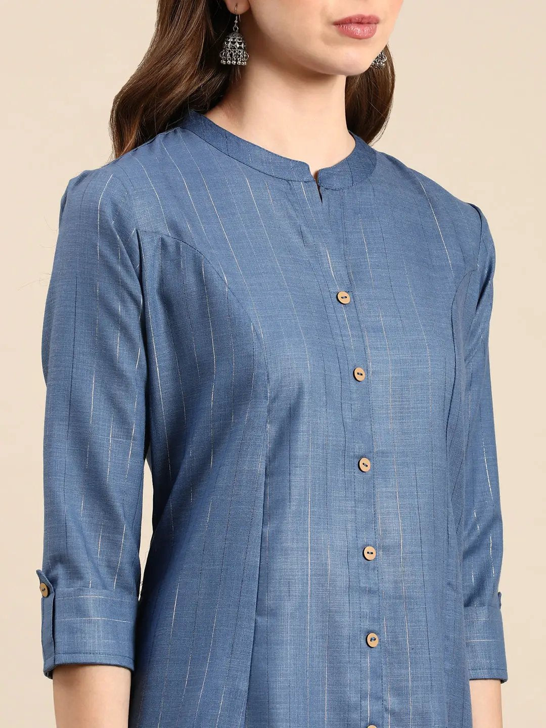 Women's Blue Solid Straight Kurta