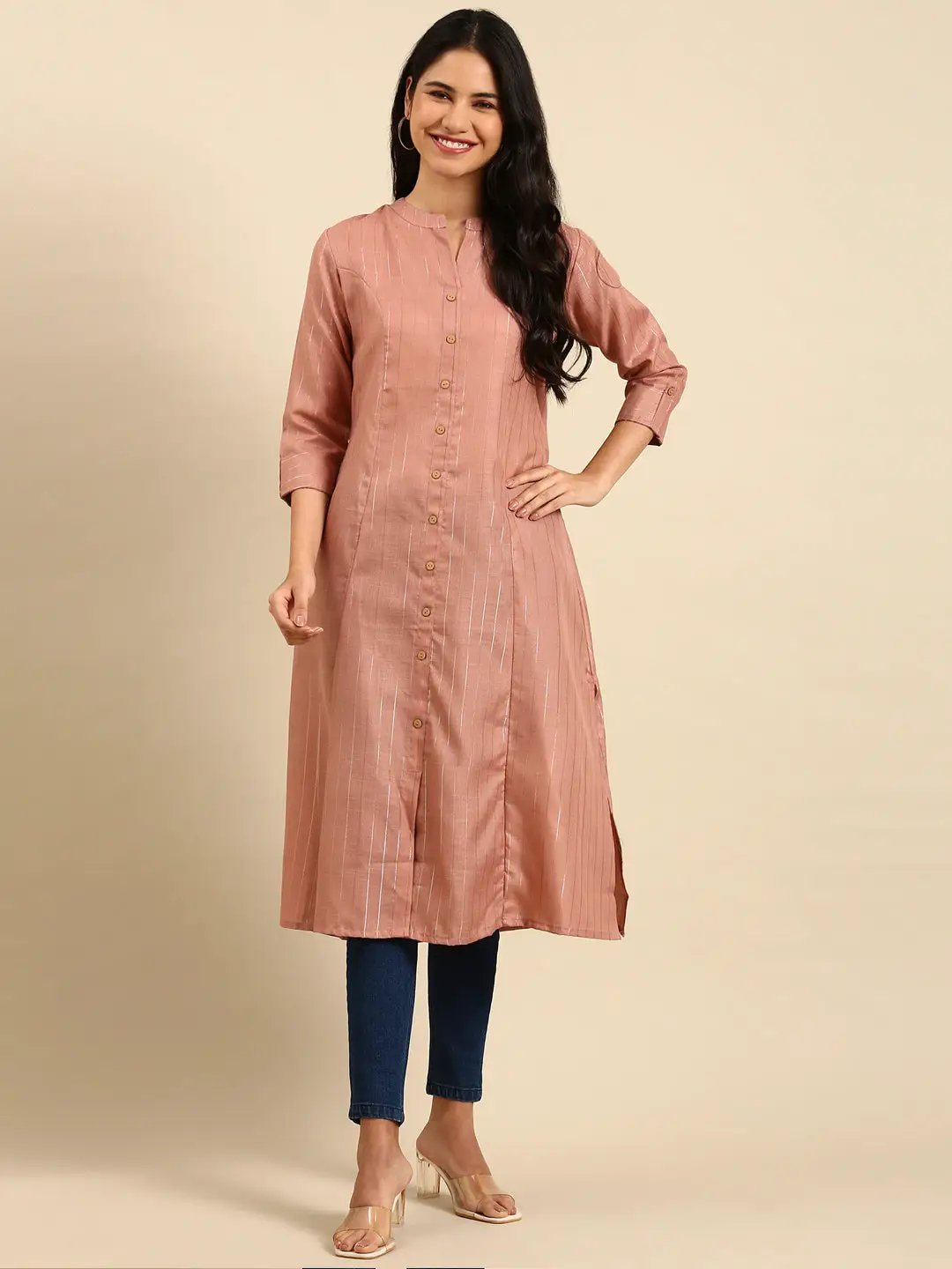 Women's Purple Embroidered Straight Kurta