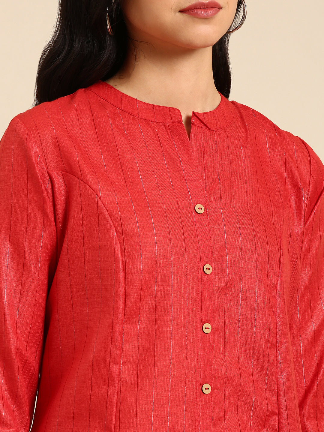 Women's Rust Embroidered Straight Kurta