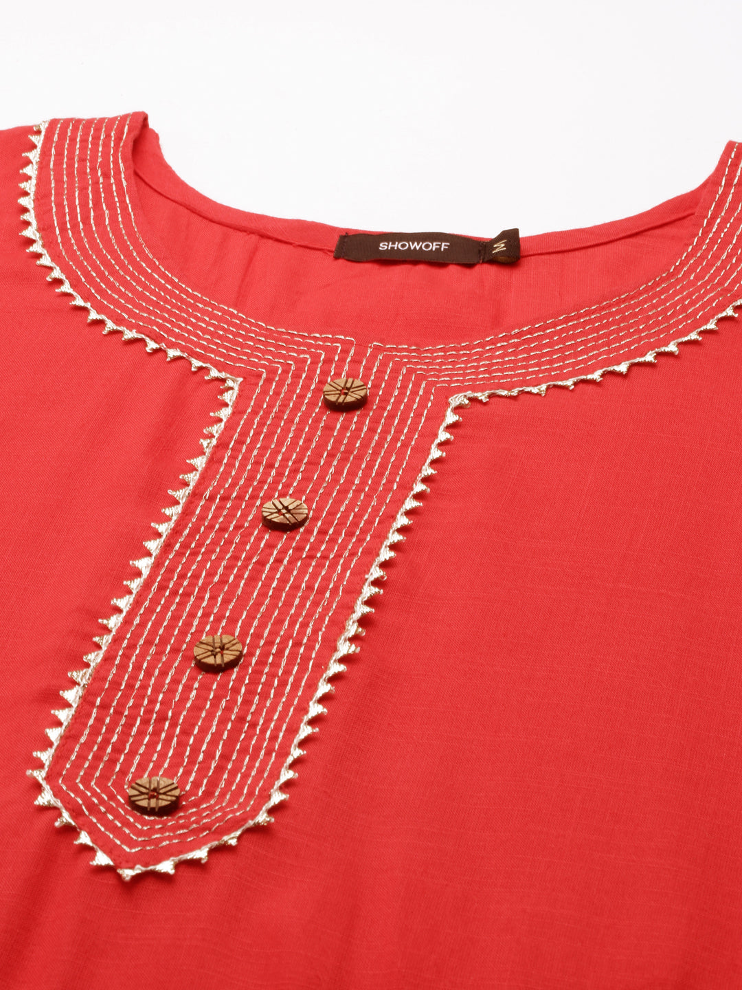 Women's Red Solid Straight Kurta