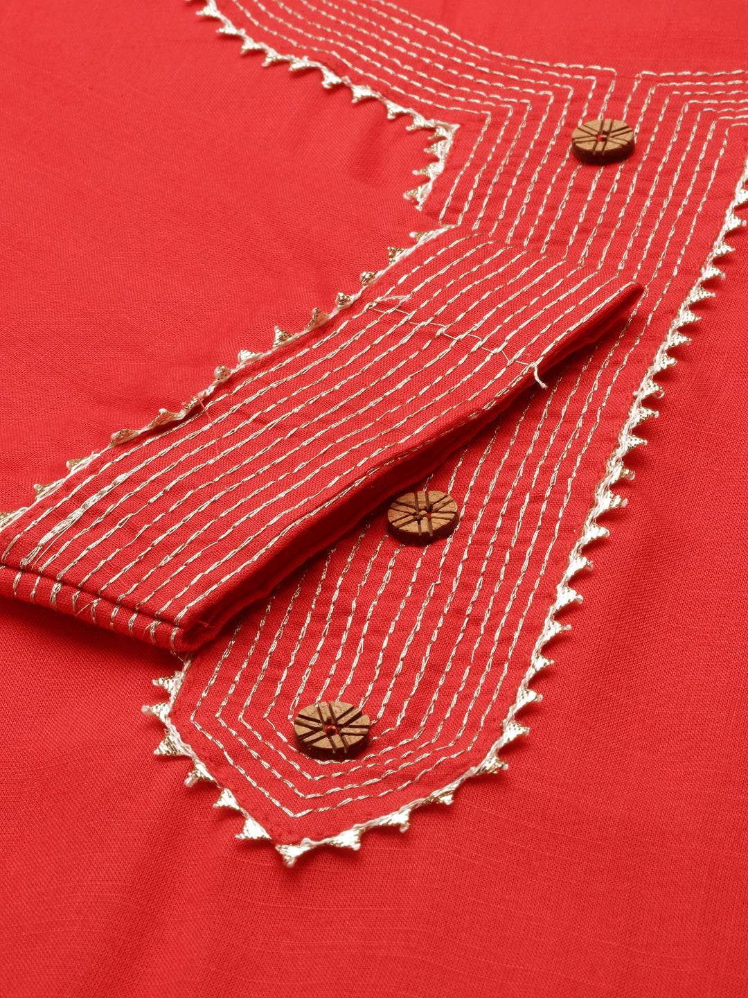 Women's Red Solid Straight Kurta